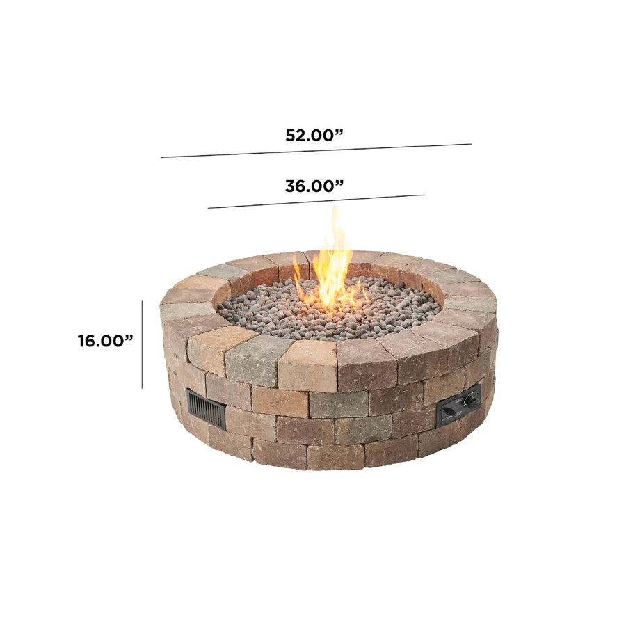Bronson Block Gas Fire Pit Kit by The Outdoor Greatroom Company - Outdoor Patio, Backyard, and Garden Fire Pit for Cozy Gatherings & Relaxation