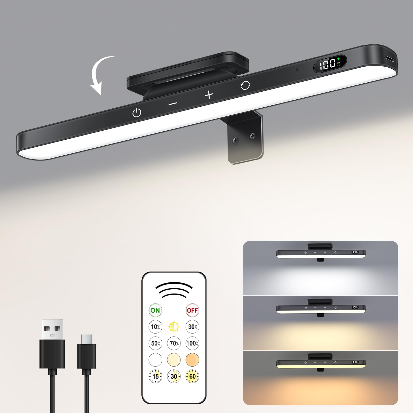 WILLED 3W Rechargeable Battery Operated Wireless Picture Light for Wall Art - Dimmable LED Art Lighting with Remote & Timer, Magnetic Gallery Light for Paintings, Photos & Home Decor (Black) - Perfect for Living Rooms, Bedrooms & Art Galleries