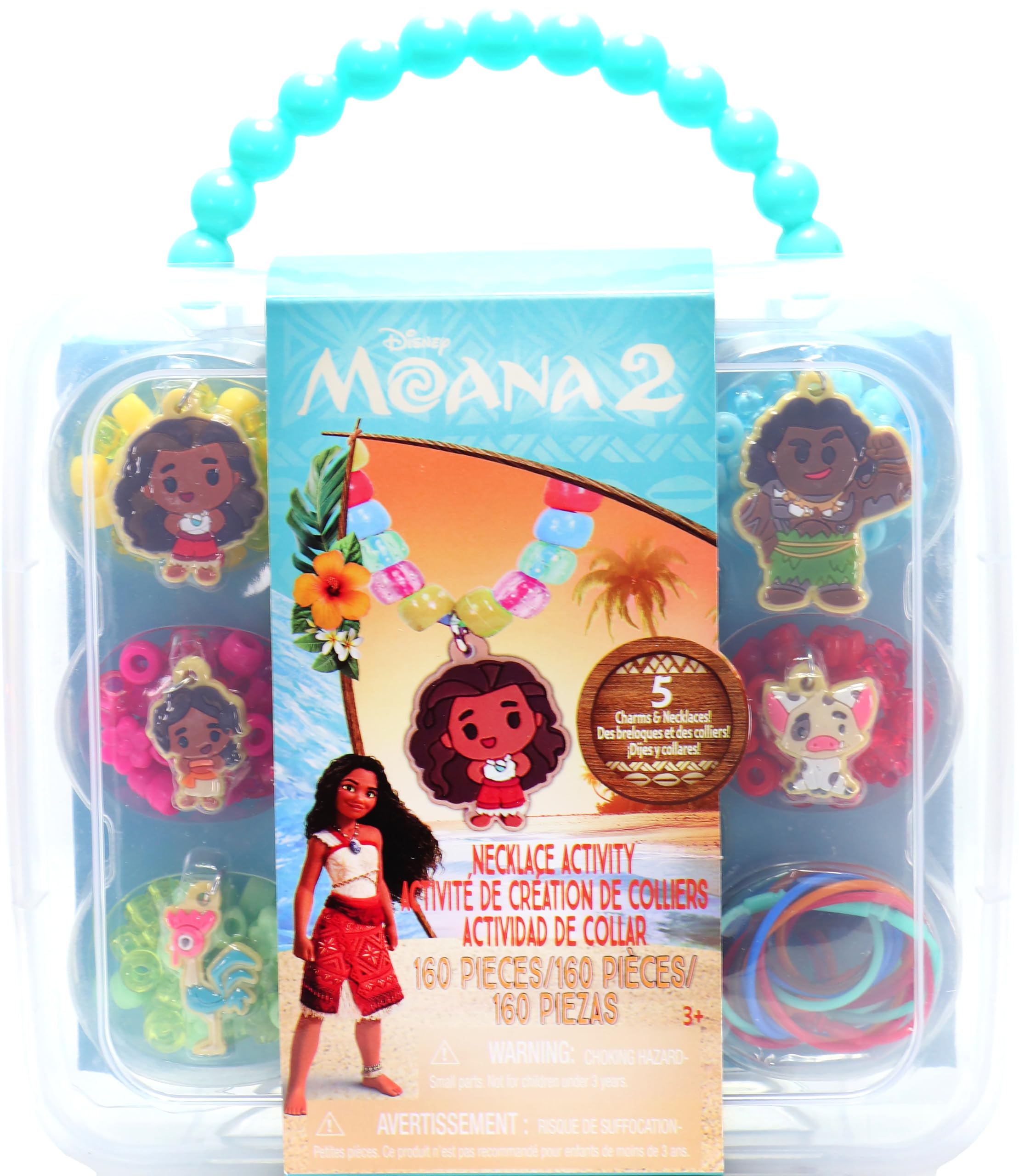 Disney Moana Necklace Activity Set for Kids - Hawaiian Themed Jewelry Making Kit, Perfect for Birthday Parties, Arts & Crafts, and Role Play Dress Up
