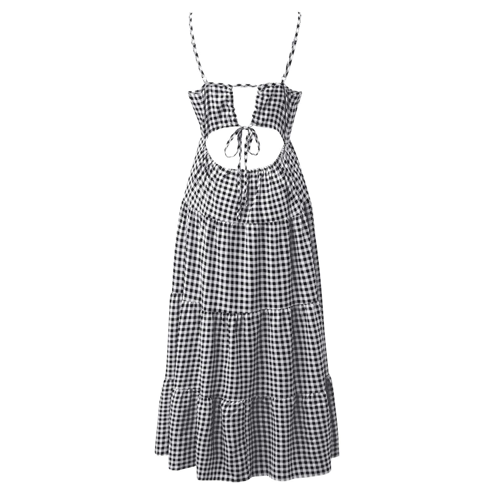2024 Women's Summer Maxi Dresses - Strappy Suspenders & Lattice Backless Boho Evening Party Long Dress (Black, Medium) | Perfect for Beach Vacations, Music Festivals & Date Nights