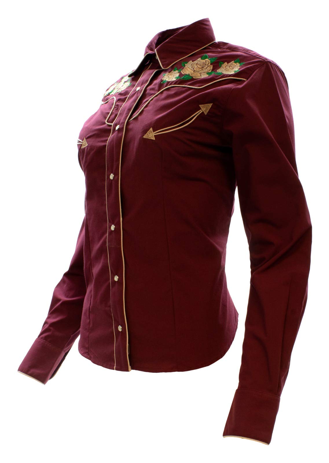 Women's El Señor de Los Cielos Western Shirt - Burgundy Cowgirl Style Top for Country Music Festivals & Rodeo Events