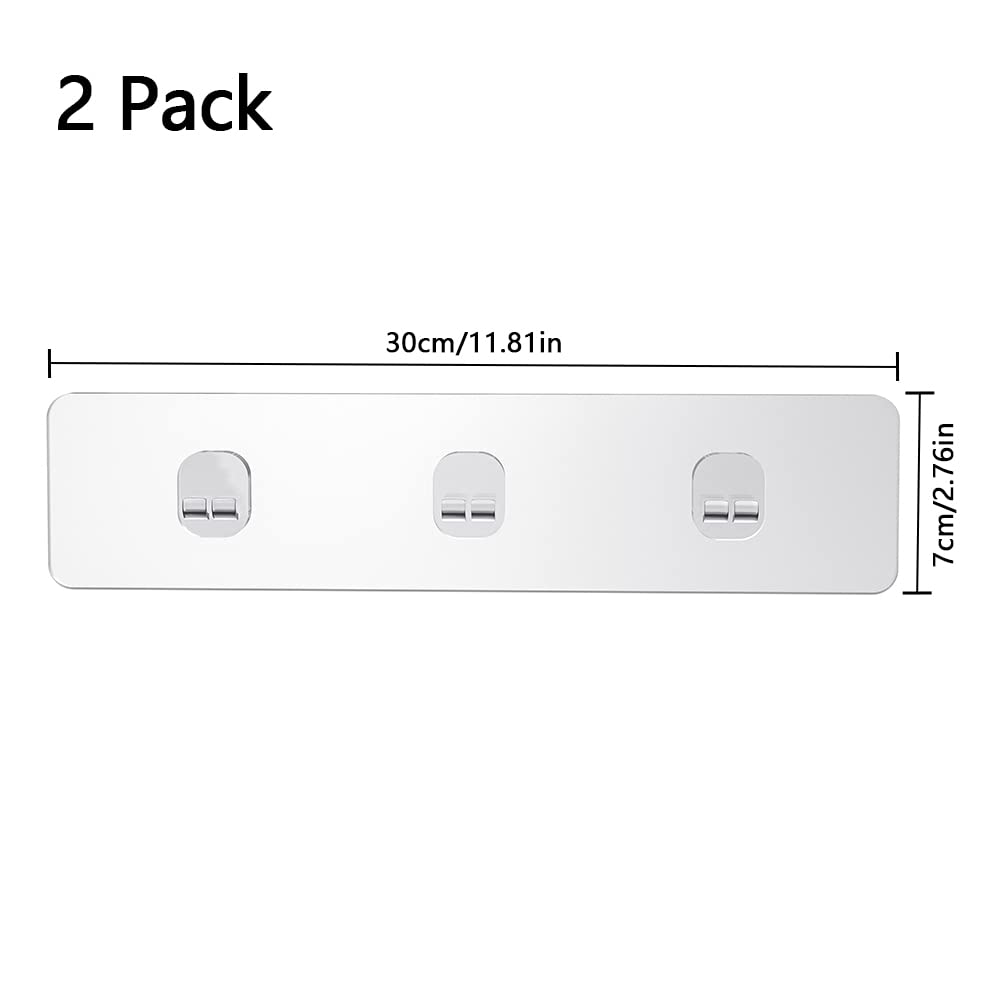 2-Pack Strong Waterproof Shower Caddy Adhesive Hooks - Heavy Duty Sticky Wall Mount for Bathroom Shelves, Kitchen Racks & Storage Organizers - No Nails, Transparent Adhesive Pads - Perfect for Small Space Organization & Home Decor