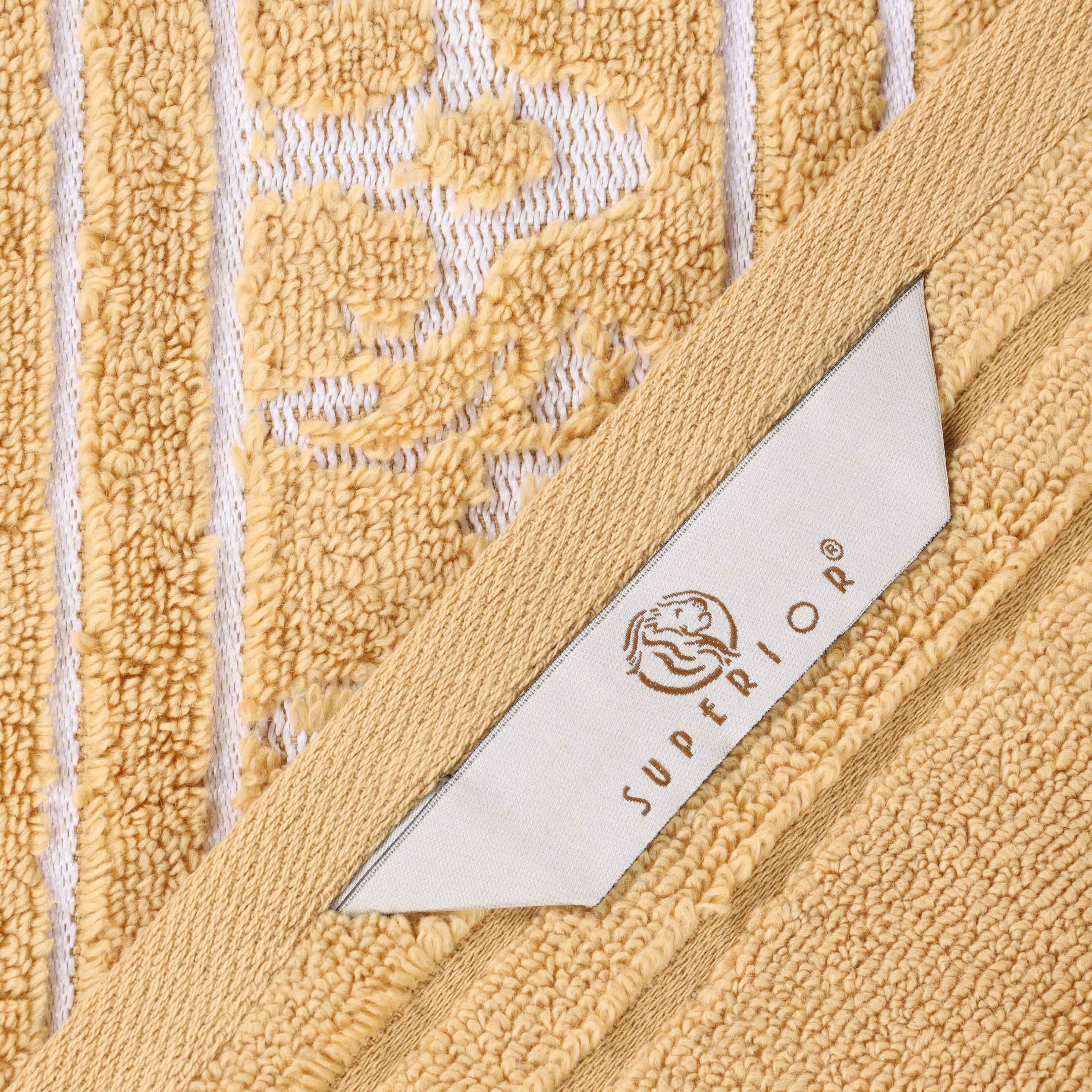 Premium Sadie Zero Twist Cotton 3-Piece Jacquard Towel Set with Elegant Floral Design - Soft Bath Towels for Spa, Guest Bathroom & Luxury Home Decor