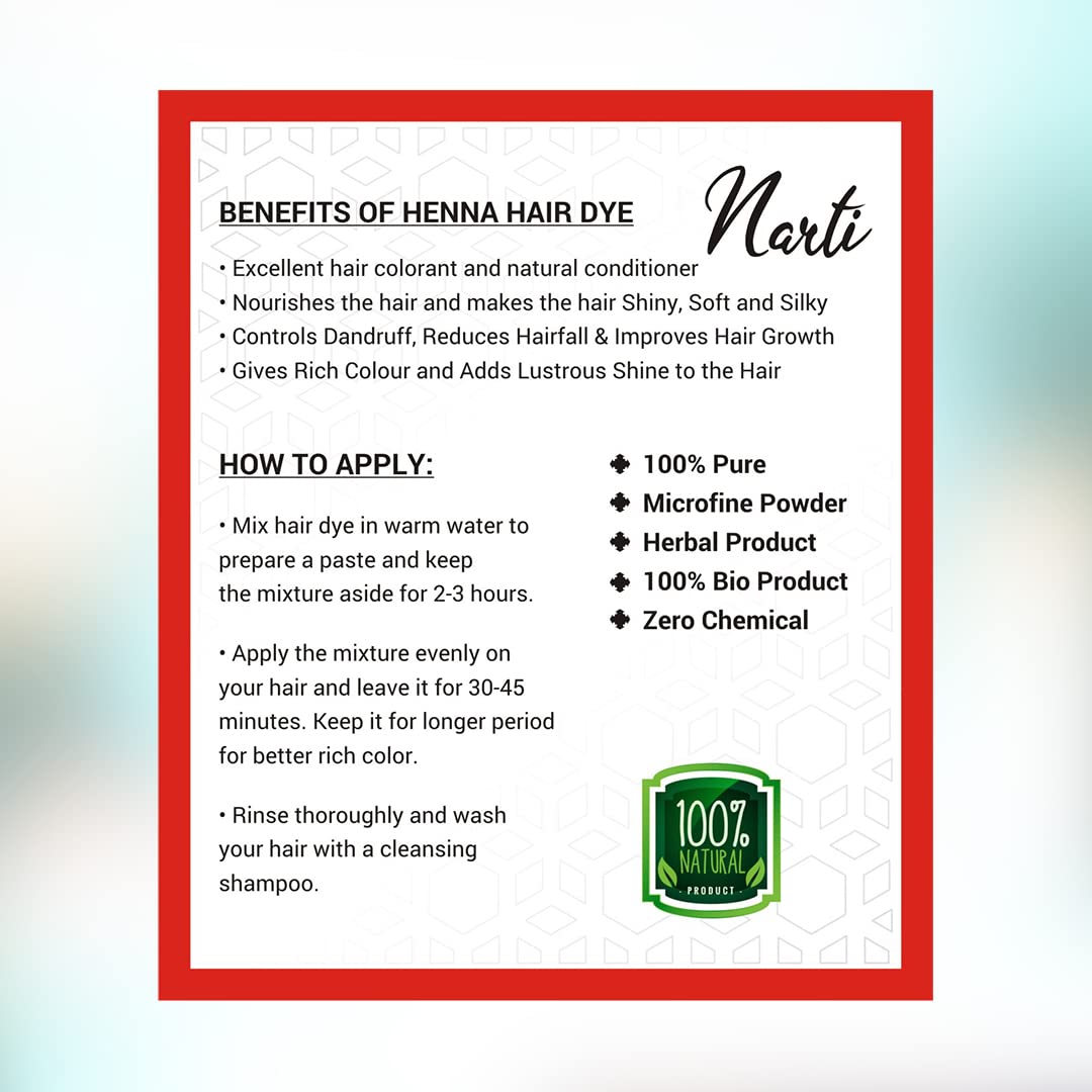 NARTI Natural Hair Dye Kit - 100% Pure Herbal Hair Color with Gloves, Shower Cap & Brush | Ammonia-Free Microfine Powder | DIY Hair Coloring at Home (Pack of 4, Supreme Red) | Perfect for Salon-Quality Results & Gentle Root Touch-Ups