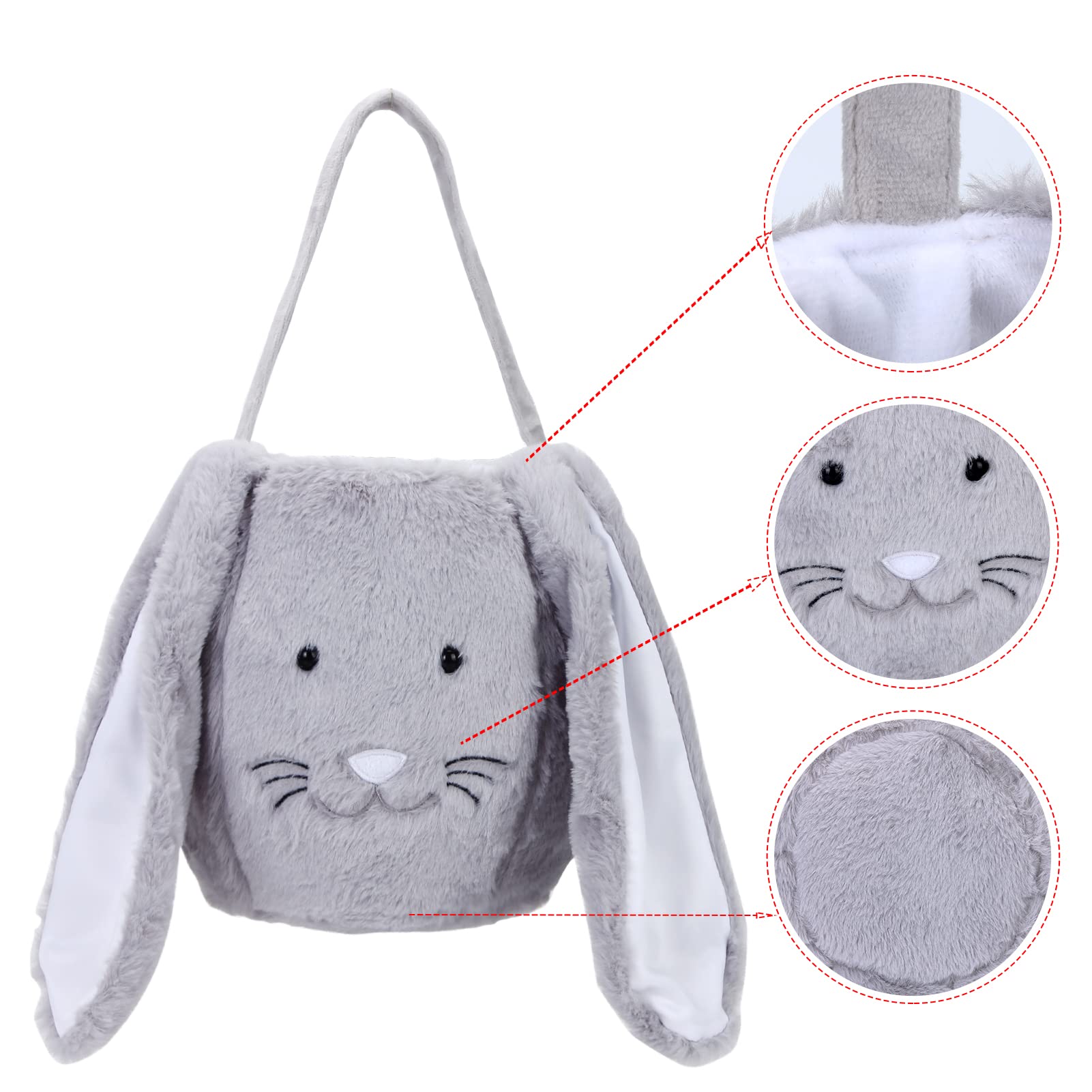 Personalized Plush Easter Bunny Basket with Long Ears - Monogrammed Easter Bucket for Egg Hunting, Candy Storage & Easter Decorations - Perfect Easter Gift Bags for Kids & Home Decor