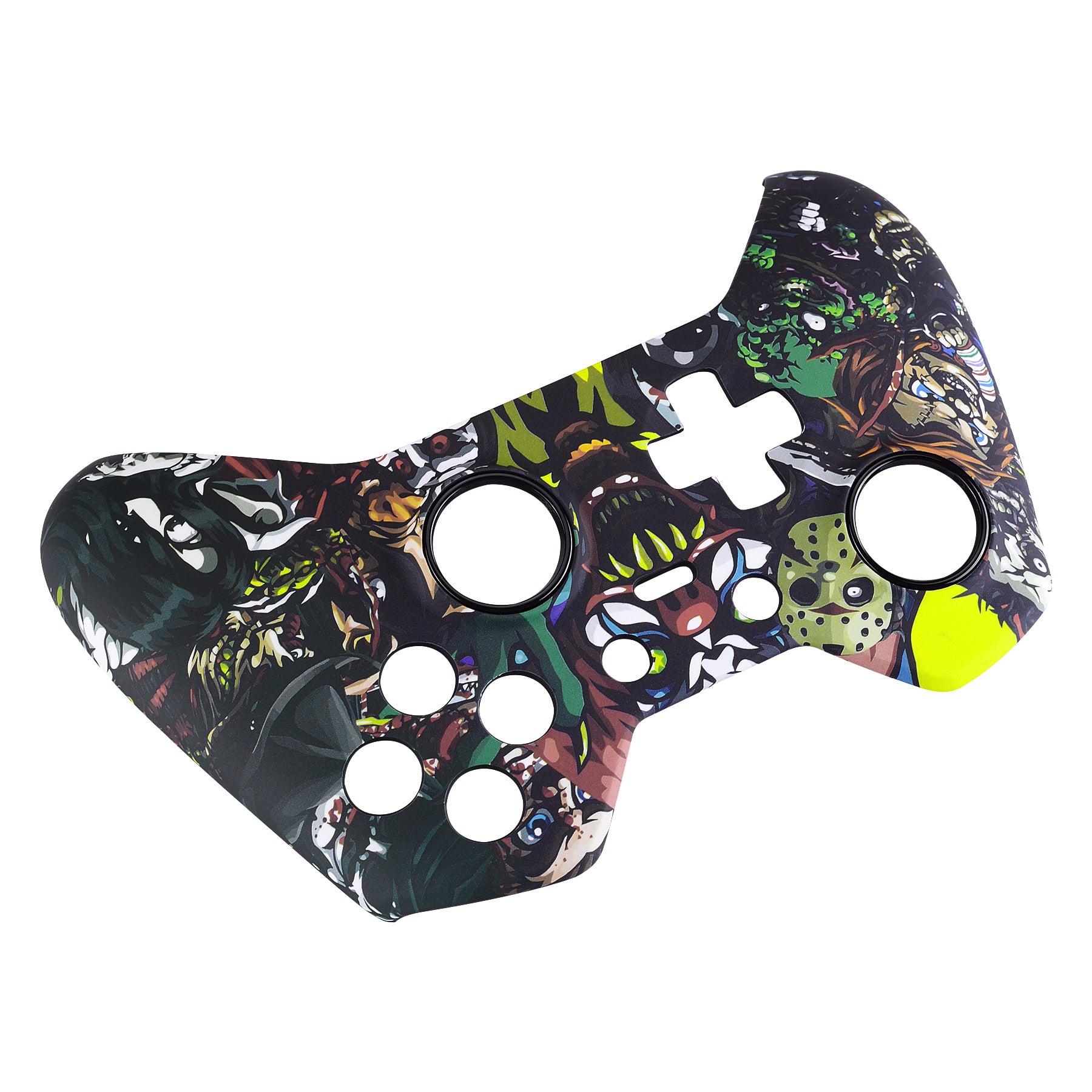 eXtremeRate Scary Party Patterned Faceplate Cover for Xbox One Elite Controller Model 1698 - Soft Touch Front Housing Shell Case with Comfortable Grip - Perfect for Gaming Parties & Halloween Events