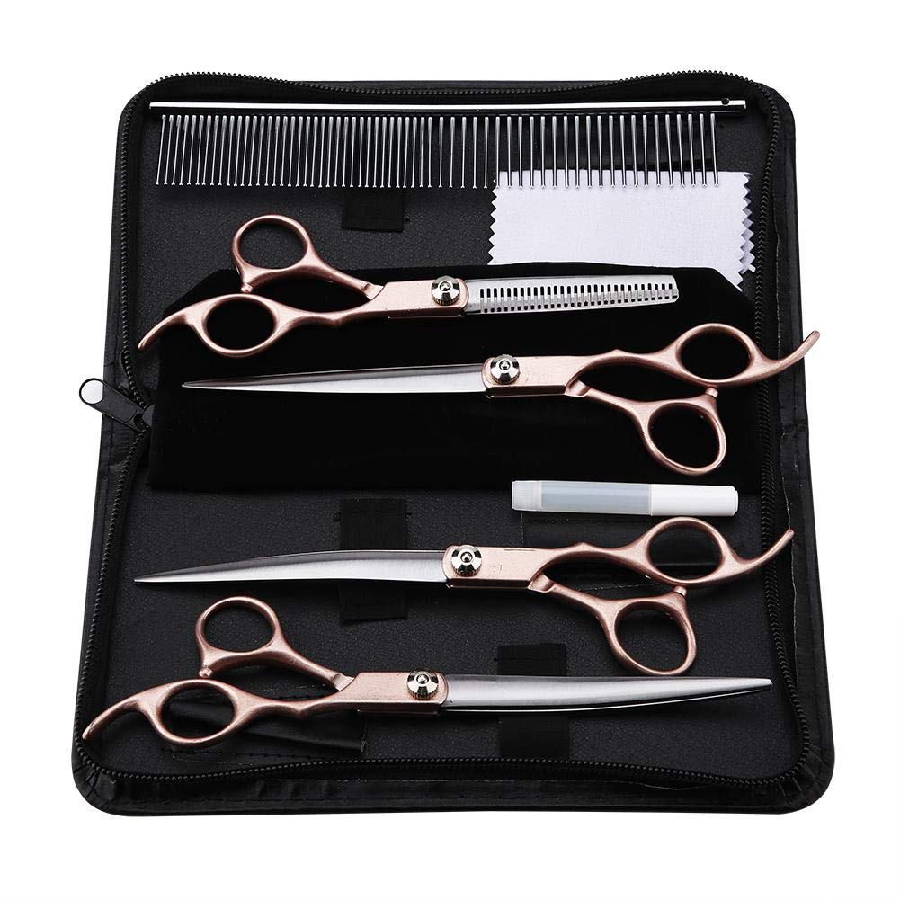EBTOOLS Professional Stainless Steel Pet Grooming Scissors Set for Dogs & Cats - 5-Piece Dog Hair Cutting Kit with Comb & Case - Perfect for Home Grooming, Trimming & Styling Pets at Home or Salon