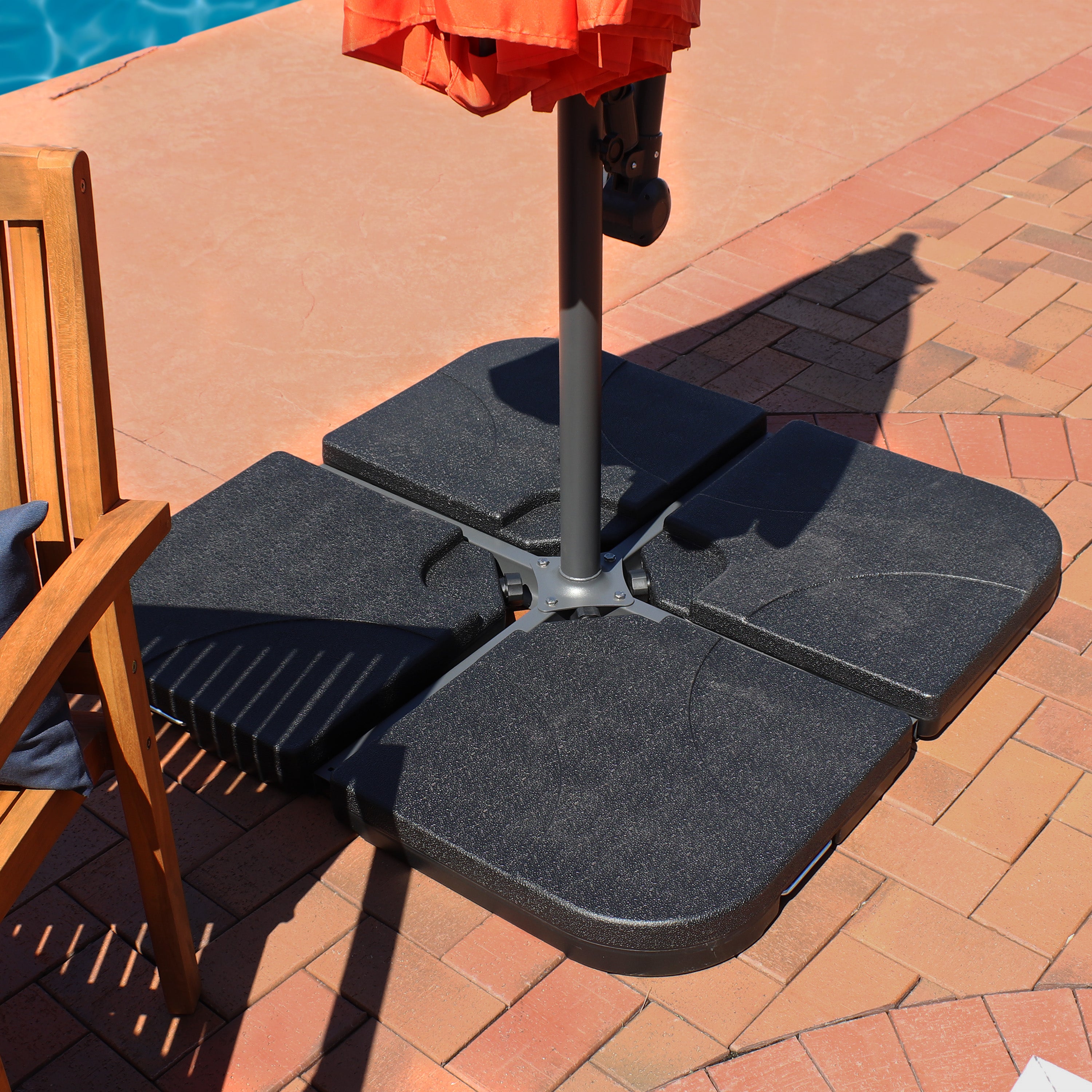 Heavy Duty Cantilever Umbrella Base Plates - Set of 4 for Sand or Water Weight - Perfect for Patio, Poolside, and Outdoor Events