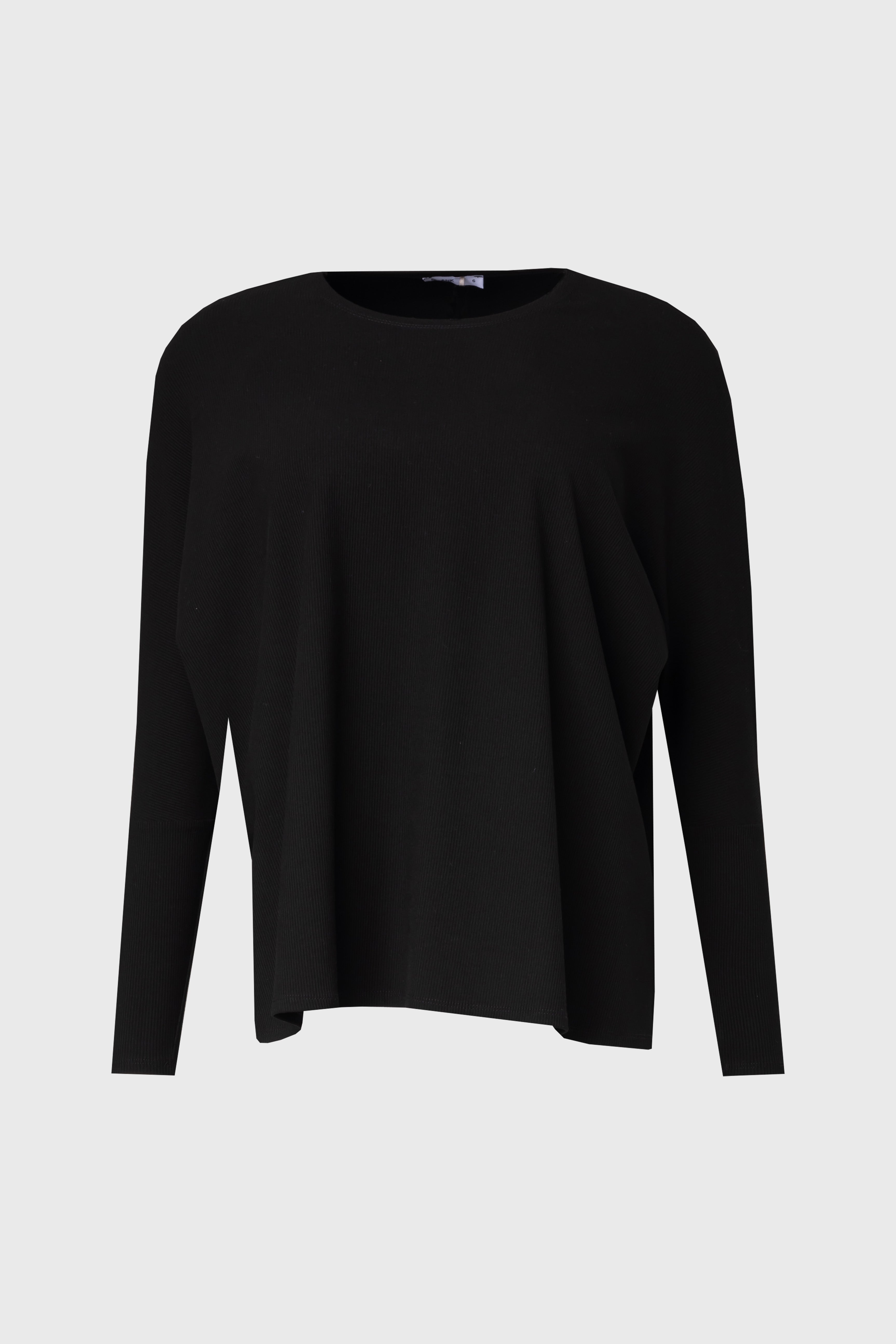 Black Ribbed Swing T-Shirt for Women - Stylish Casual & Comfortable Top for Everyday Wear, Outings, and Layering