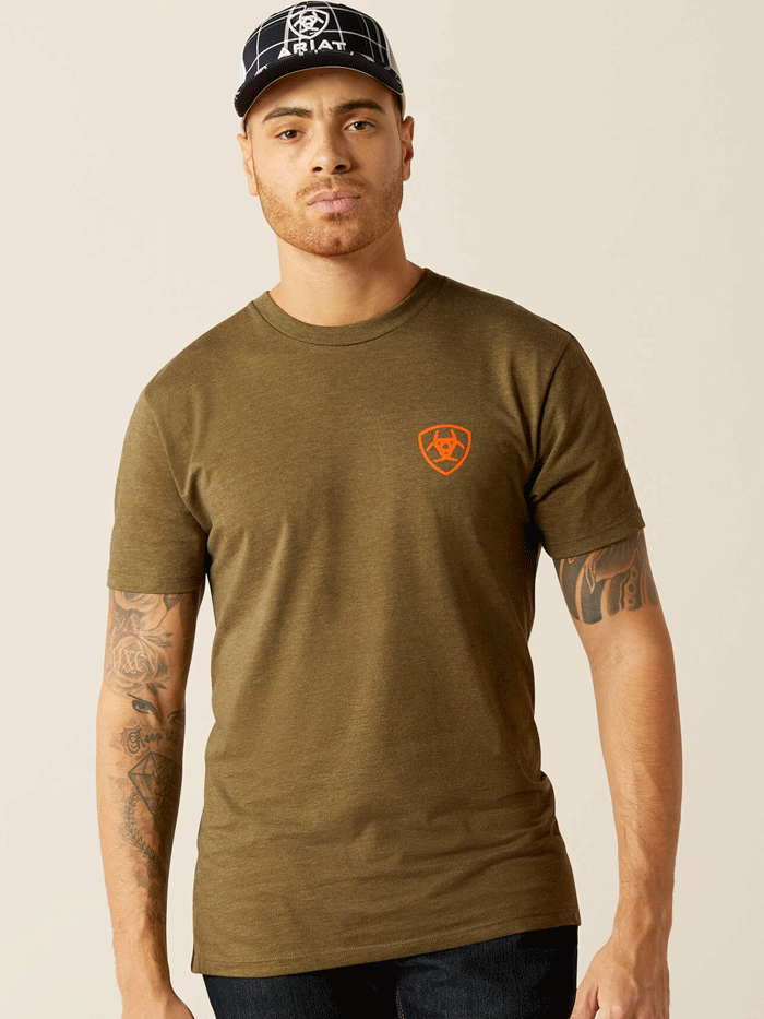 Ariat Men's Grain Flag T-Shirt - Military Heather - Comfortable Casual Wear for Outdoor Activities and Patriotic Events