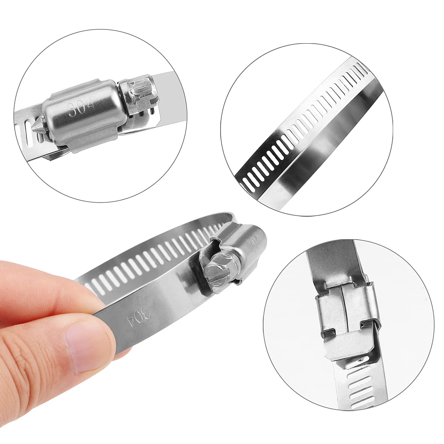 LOKMAN 10 Pack 3 Inch Stainless Steel Hose Clamps - Worm Gear Duct Clamps Adjustable 3-3.5 Inch (75-90mm) for Fuel Line, Dryer Vent, Pipe & Automotive Applications - Corrosion Resistant Heavy Duty Clamps for Plumbing, HVAC & Marine Use