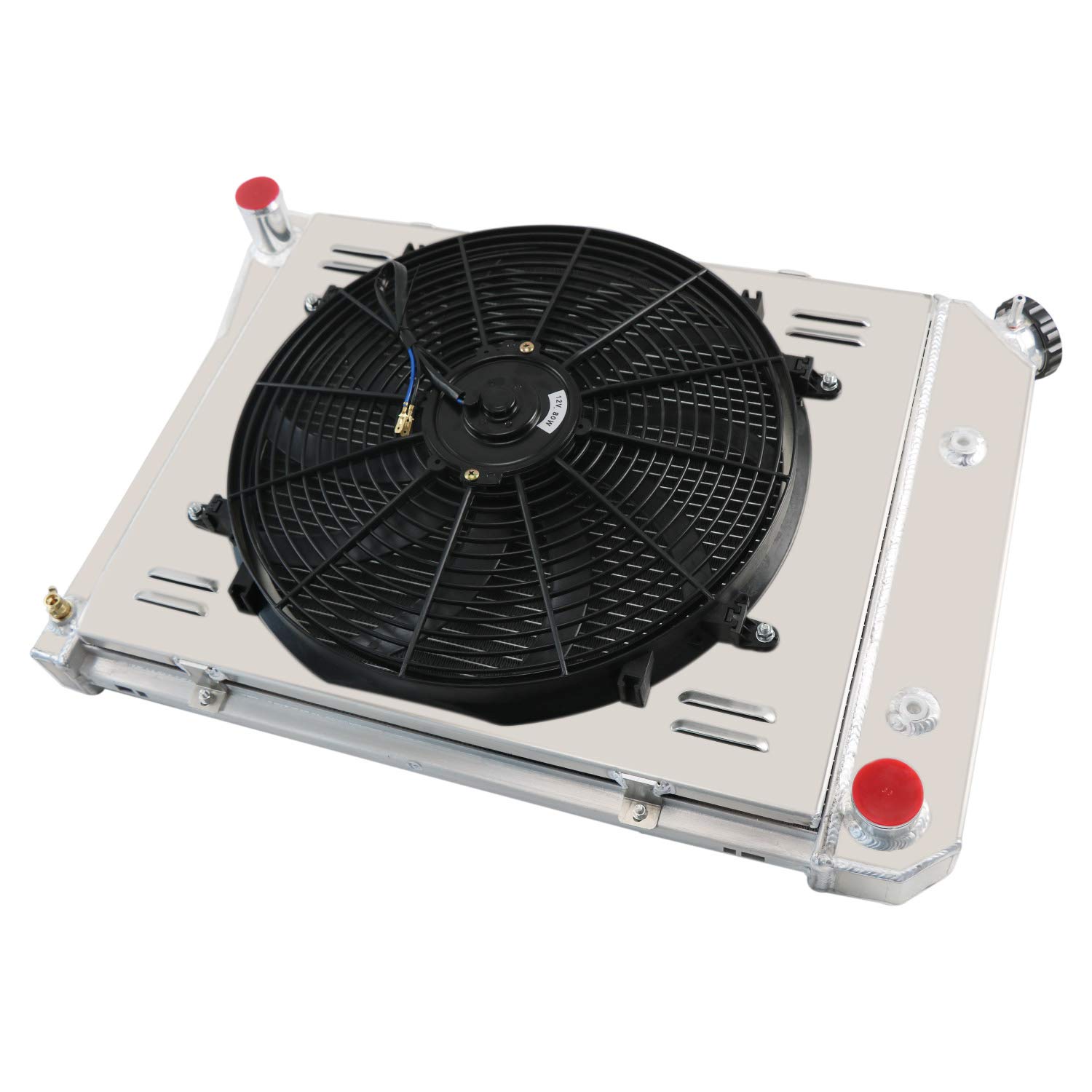 Alloyworks 3-Row Aluminum Radiator with Fan Shroud & Relay Kit - Compatible with 1968-1974 Chevy Nova, 1980-1987 Oldsmobile Cutlass, 1981-1986 Buick Regal - High-Performance Cooling Upgrade for Classic Muscle Cars & Hot Rods
