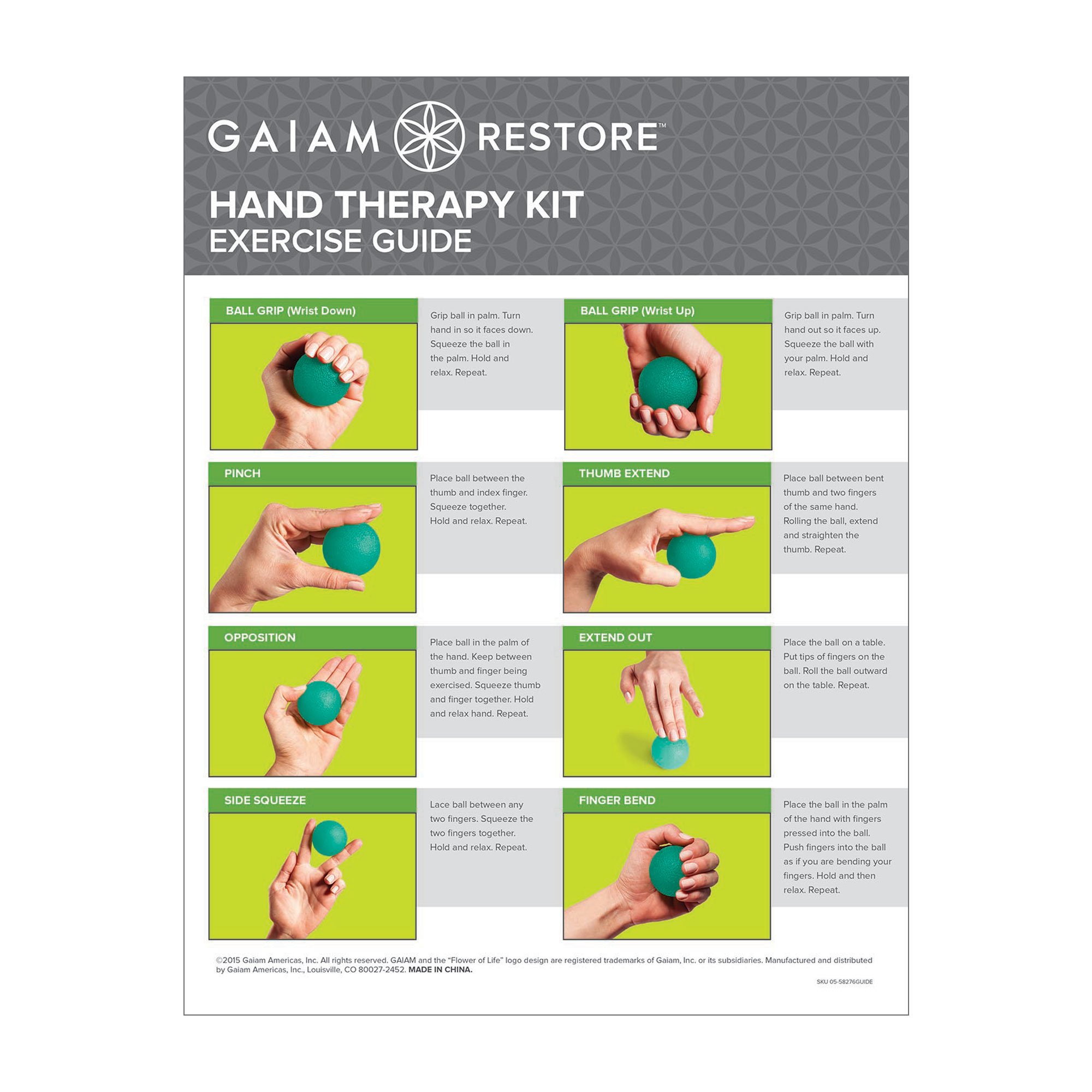 Gaiam Restore Hand Therapy Exercise Ball Kit - 3-Level Hand Grip Strengthener with Massage Balls (Soft, Medium, Firm) for Physical Therapy, Hand Pain Relief & Muscle Tension - Perfect for Arthritis, Carpal Tunnel & Stress Relief at Home or Office - Set of 3
