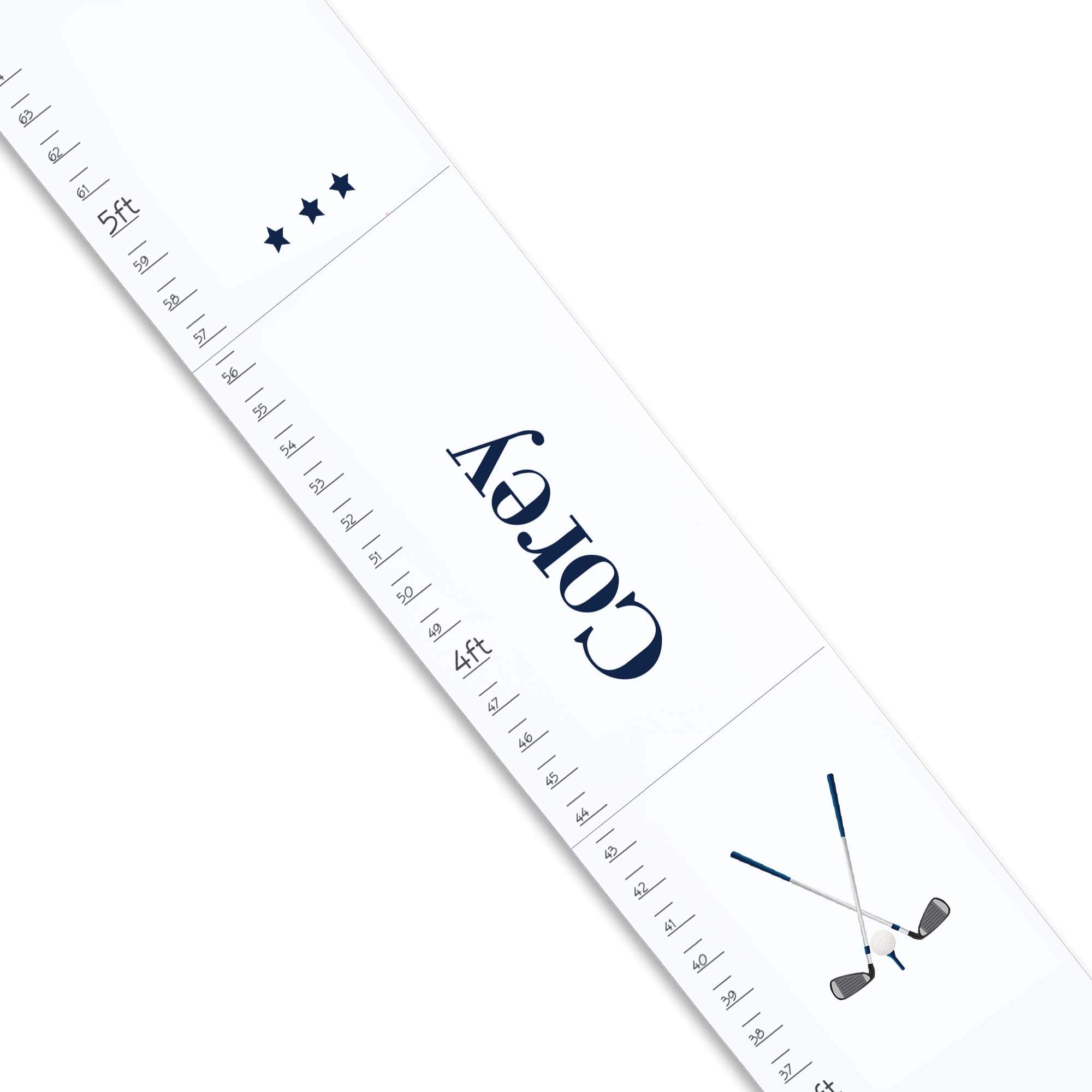 Personalized White Growth Chart for Kids - Golf-Themed Measuring Stick & Height Ruler - Perfect for Nursery, Bedroom, or Playroom Decor