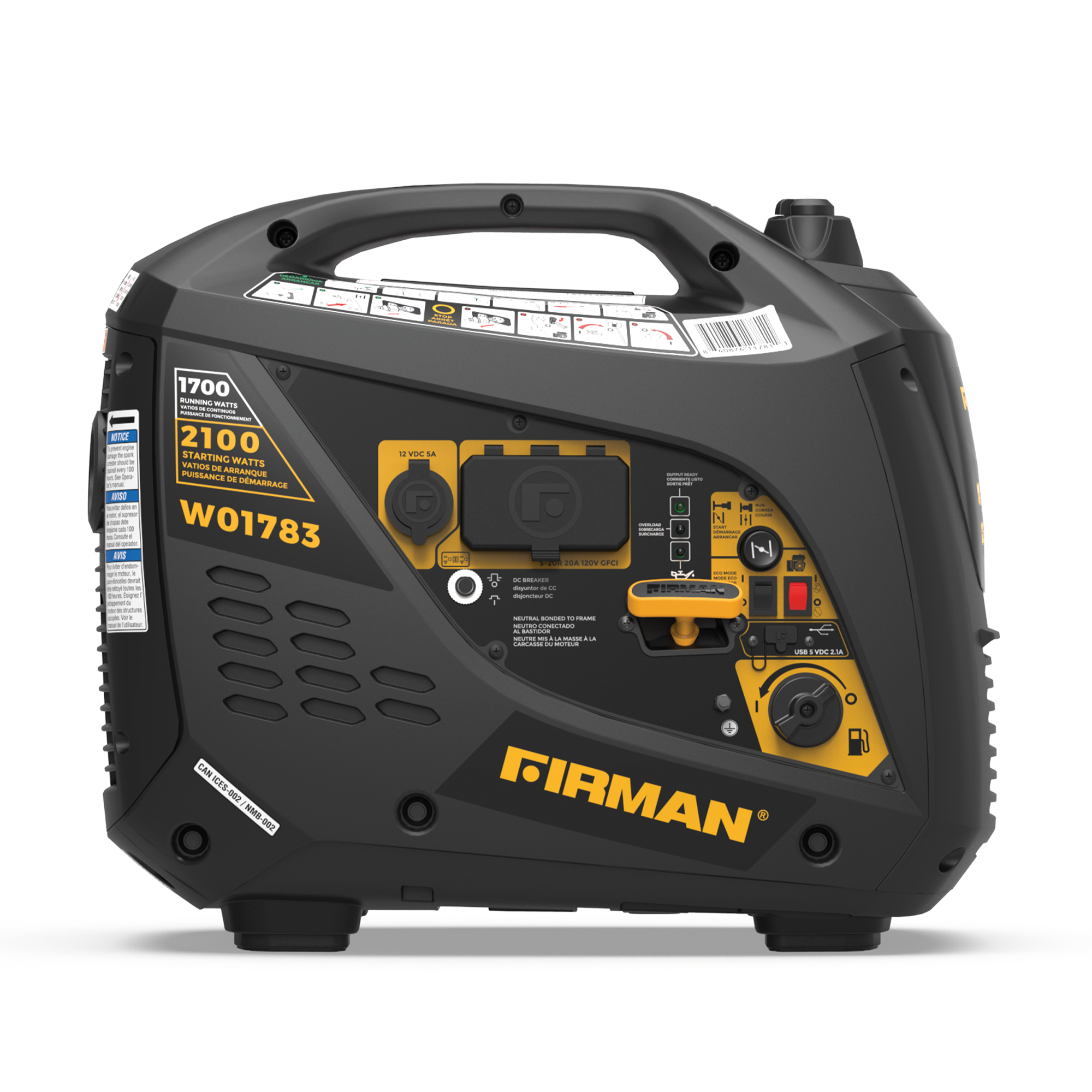 2100W Portable Inverter Generator with Recoil Start - Quiet, Lightweight Power for Camping, RV Trips & Emergency Backup