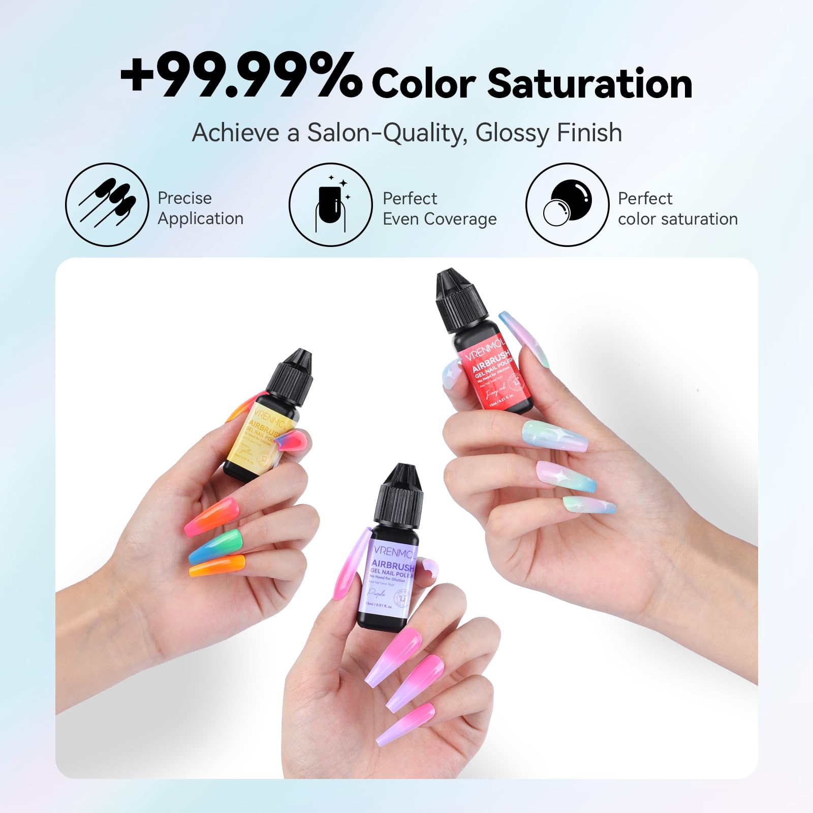 Vrenmol 12PCS Airbrush Gel Nail Polish Set - No Dilution Needed, 12 Vibrant Colors for Nail Art, Stencils, Ombre & French Manicures - Perfect for Salon, Home DIY & Professional Nail Artists