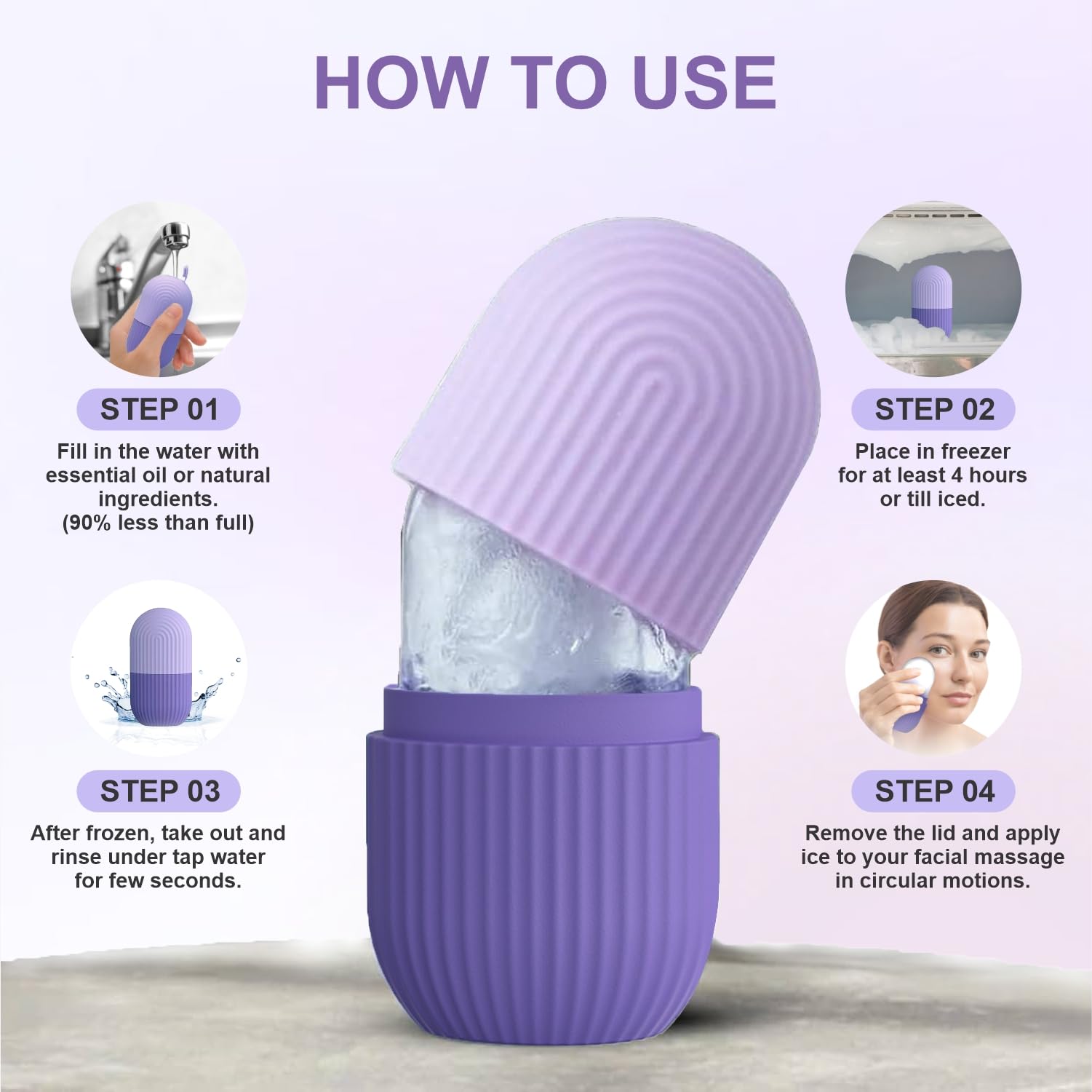 Ruvic Face Ice Roller for Women & Men – Reusable & Unbreakable Ice Cube Massager for Eyes, Neck & Face | Silicone Skin Tightening Roller for Glowing Skin | Perfect for Morning Routine, Puffiness Relief & Post-Workout Recovery