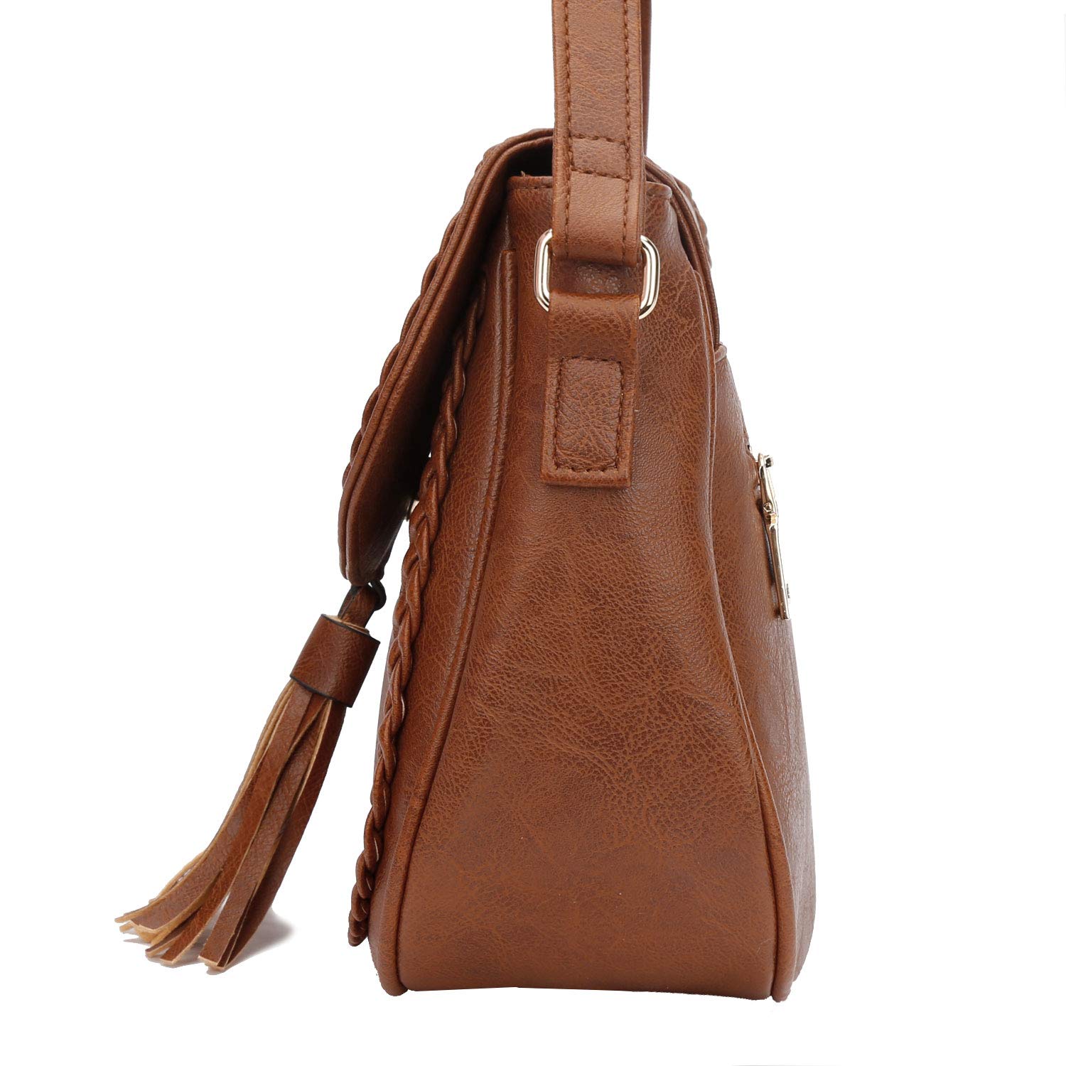 KKXIU Women's Casual Flap Saddle Crossbody Bag with Tassel - Stylish Leather Purse for Everyday Use, Work & Travel Accessories