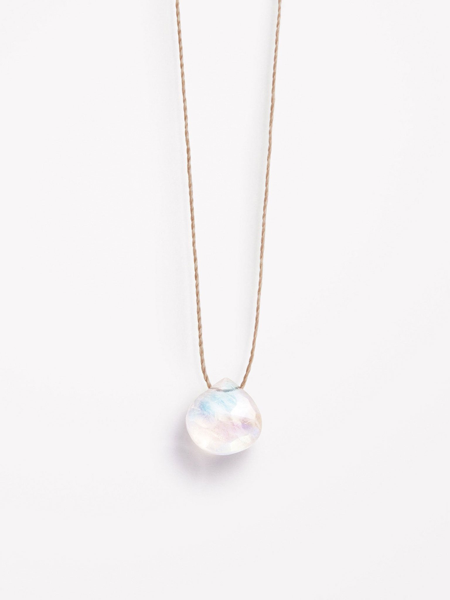 Wanderlust Life Fine Cord Necklace with Rainbow Moonstone - Elegant Boho Jewelry for Women, Perfect for Everyday Wear, Travel & Special Occasions