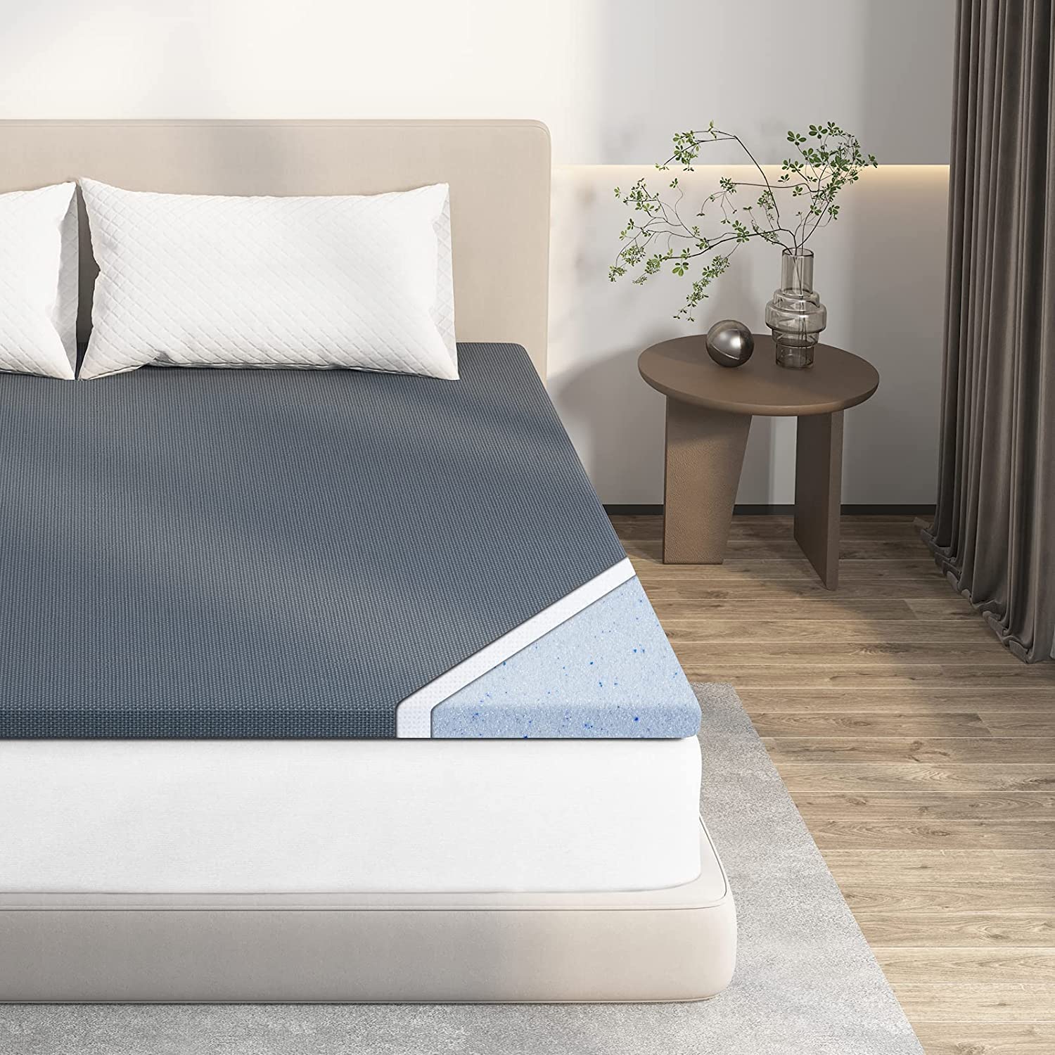 Avenco 2 Inch Gel-Infused Memory Foam Mattress Topper - California King Size, CertiPUR-US Certified for Pressure Relief & Comfort, Breathable Cooling Mattress Pad (Grey) - Perfect for Back Pain Relief, Hot Sleepers & Guest Bed Comfort