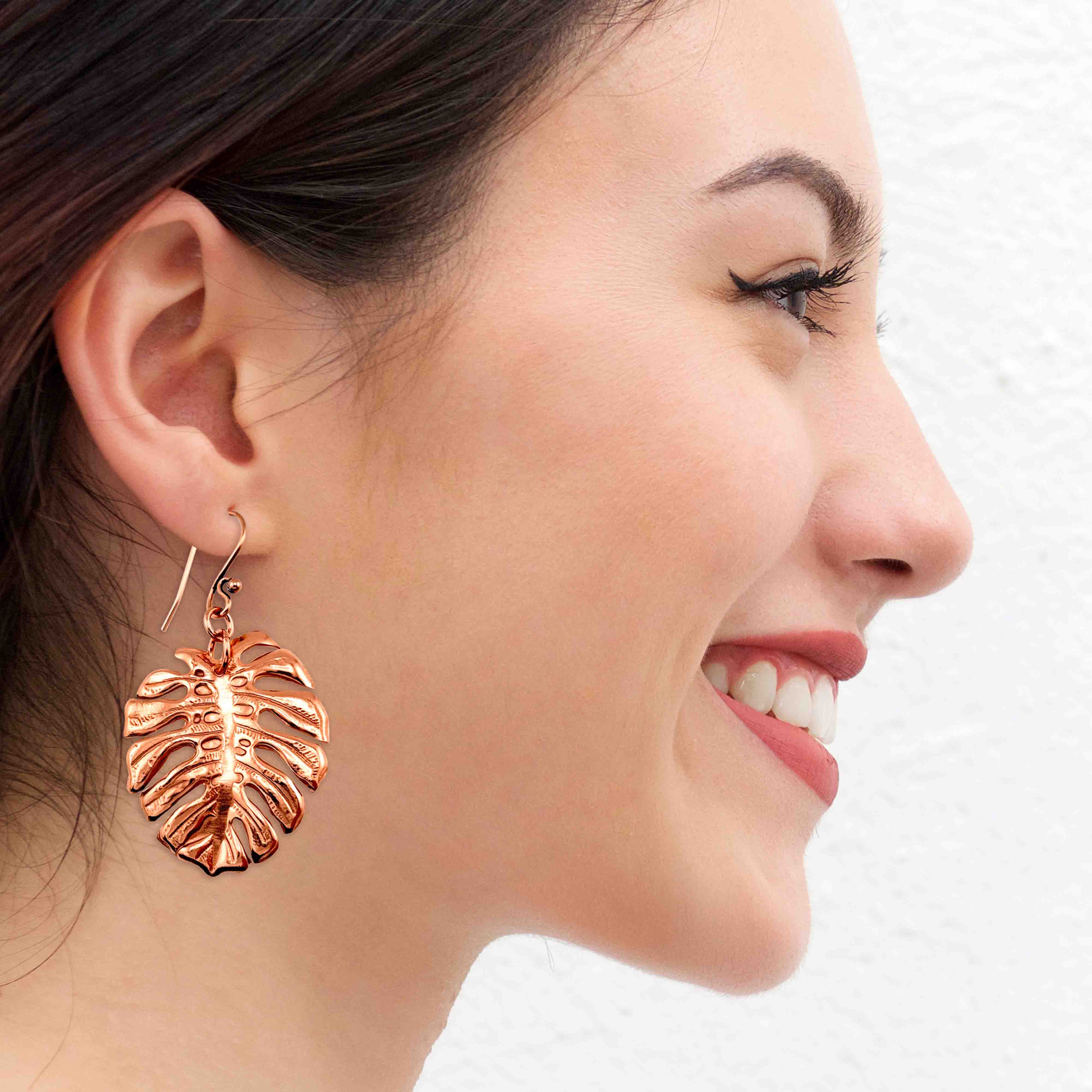 Monstera Copper Leaf Earrings for Women - Boho Nature-Inspired Jewelry - Perfect for Casual Wear, Parties & Gifts