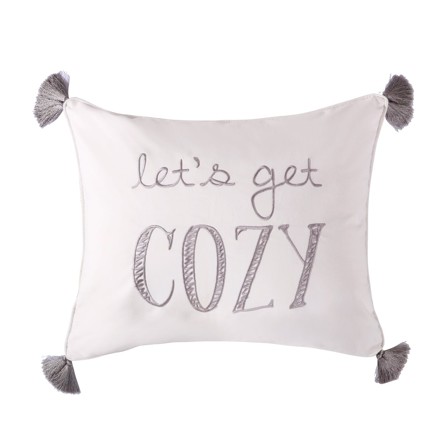 Camden Let's Get Cozy Tassel Pillow - Soft Decorative Throw Pillow for Sofa, Bed & Home Decor - Perfect for Living Room, Nursery & Cozy Spaces