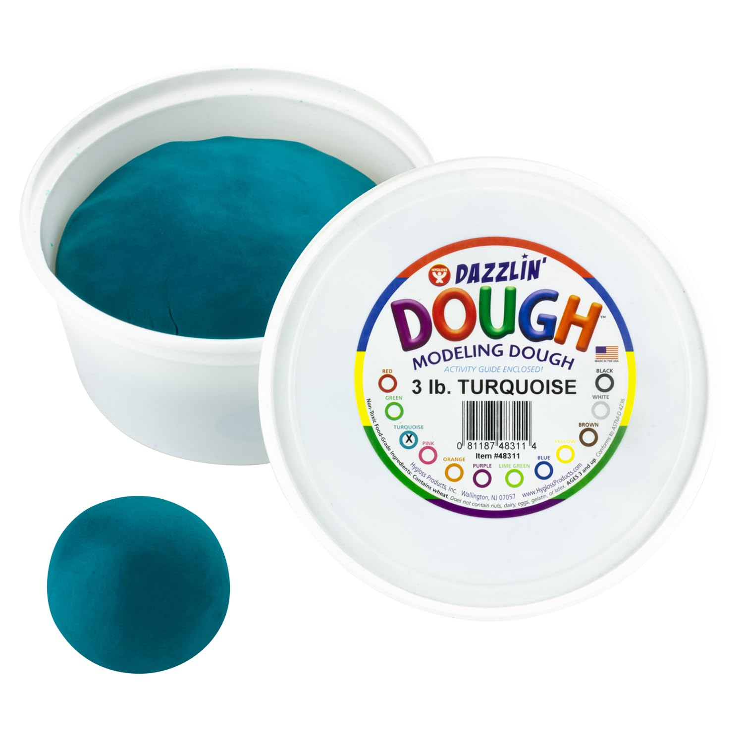Hygloss 3lb Play Modeling Dough - Non-Toxic & Unscented Kids Art Supplies for Easter Basket Stuffers, Party Favors & Classroom Crafts - Safe Sensory Play Dough for Toddlers & Preschoolers (Turquoise)