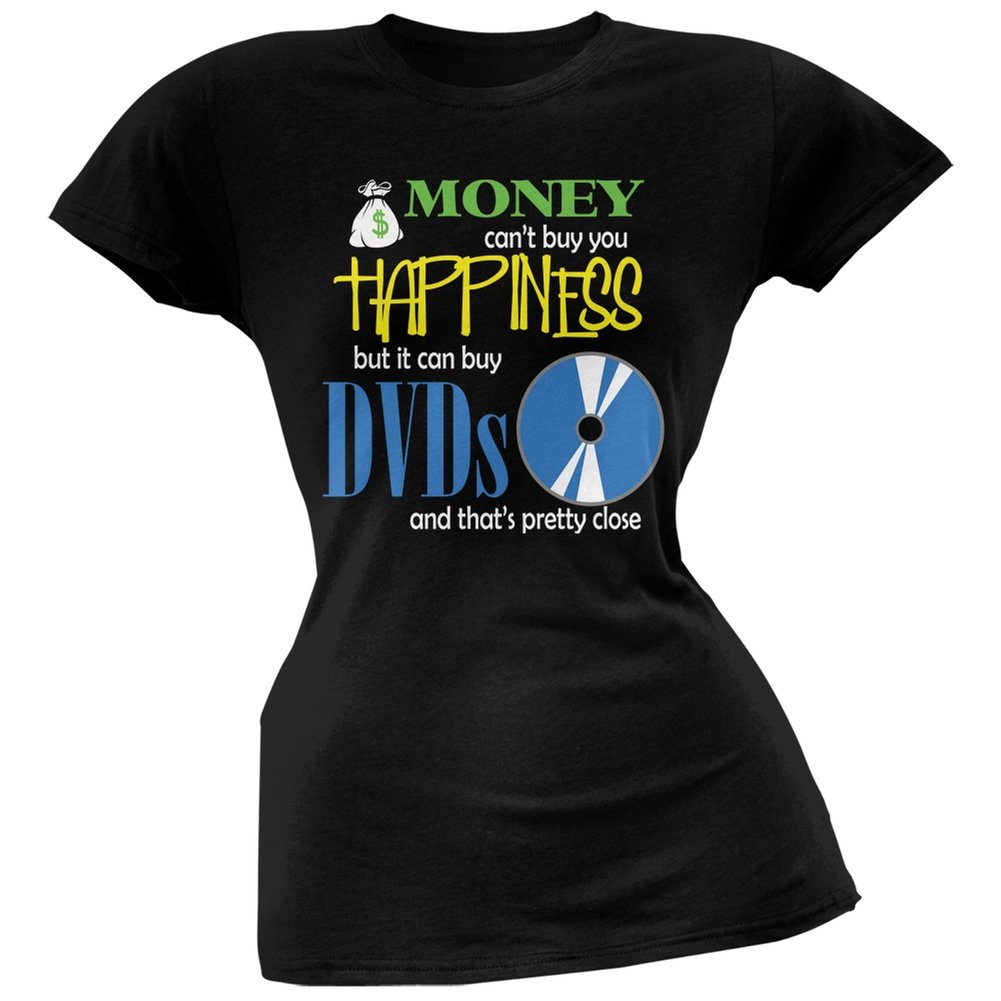Old Glory Money Happiness Funny Black Juniors Soft T-Shirt - 2X-Large | Vintage Patriotic Graphic Tee for Women | Casual Wear, Fourth of July, Independence Day Outfits