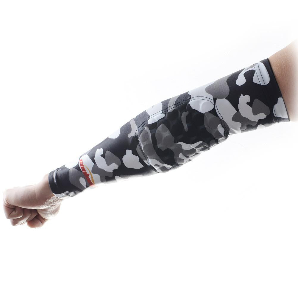 Camouflage Grey Anti-Slip Arm Sleeve with Padding - Perfect for Basketball, Cycling & Outdoor Sports Protection