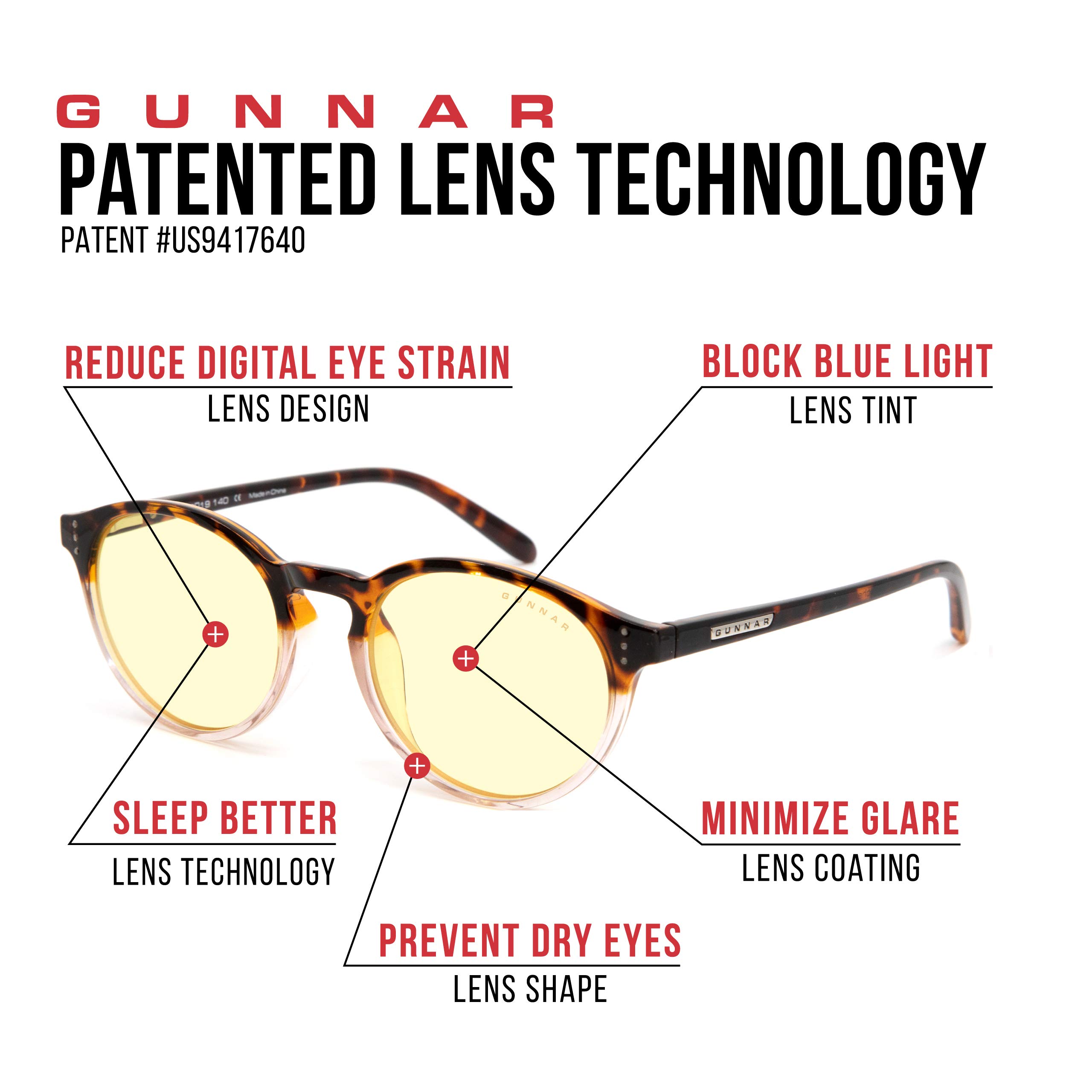 GUNNAR Premium Gaming & Computer Glasses - Blue Light Blocking (35% Reduction) - Tortoise/Rose Fade Clear Lens - Reduce Eye Strain for Gamers & Office Workers - Perfect for Long Screen Time & Digital Eye Fatigue Protection