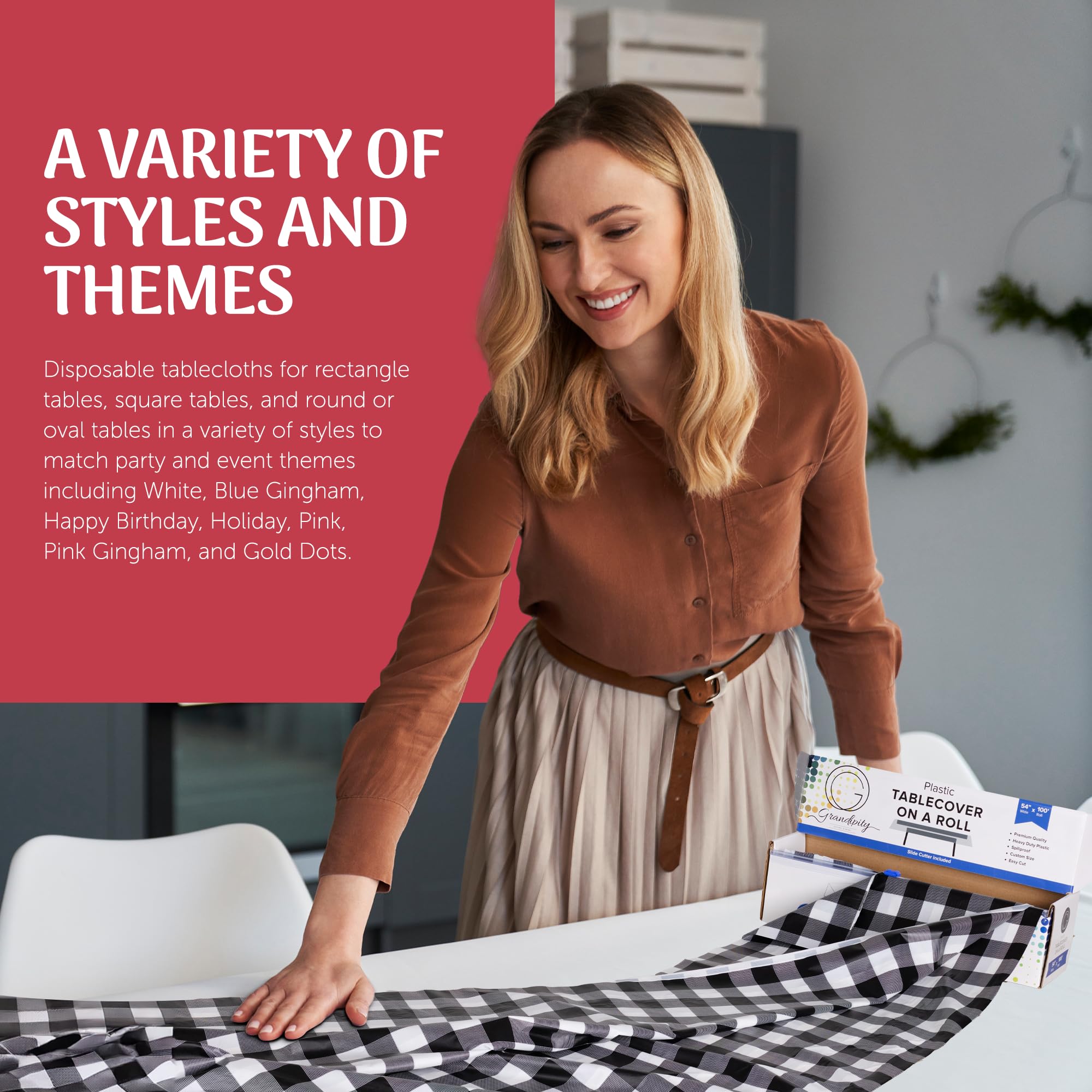 Grandipity Disposable Plastic Tablecloth Roll - 54