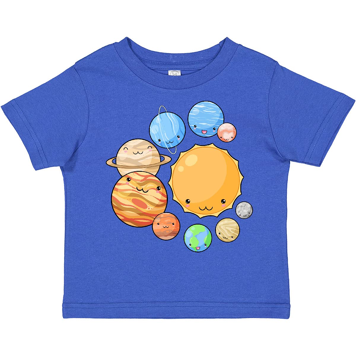 Inktastic Cute Sun and Planets Toddler T-Shirt - Space Themed Kids Tee for Boys & Girls - Soft Cotton Astronaut Shirt for Playdates & Preschool