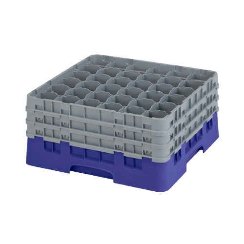 Cambro 36S738 186 Camrack Glass Rack - Navy Blue 36-Compartment Dish Organizer for Restaurants, Bars & Commercial Kitchens - Perfect for Glass Storage & Organization