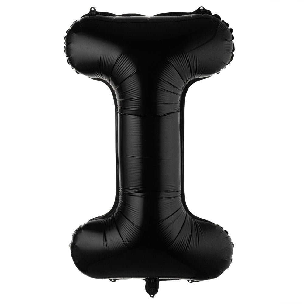 Black Mylar Letter I Balloon - 40 Inch Large Foil Balloon for Birthday Party Decorations, Graduation, Baby Shower & Special Events - 1 Count Box