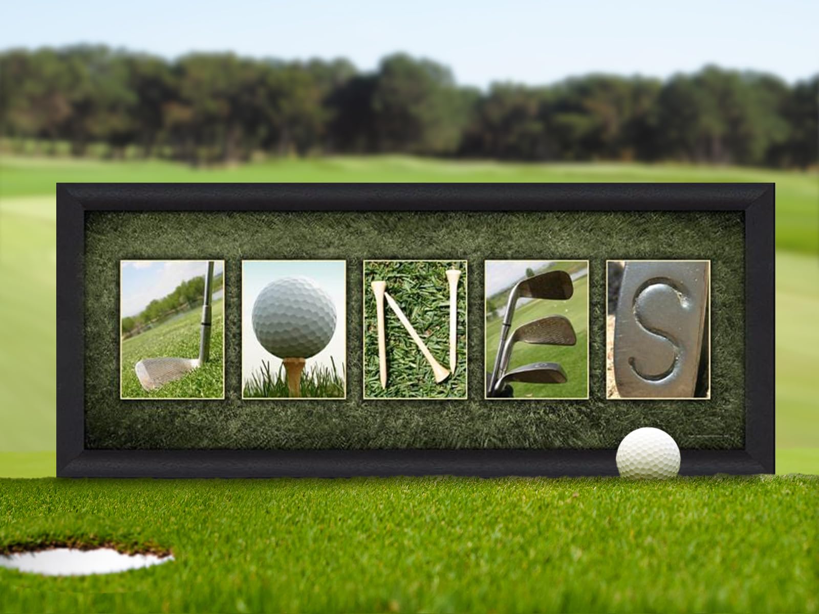 Personalized Golf Name Art Block Mount - Custom Golf Gift for Golfers & Enthusiasts - Perfect for Home, Office, or Man Cave Decor