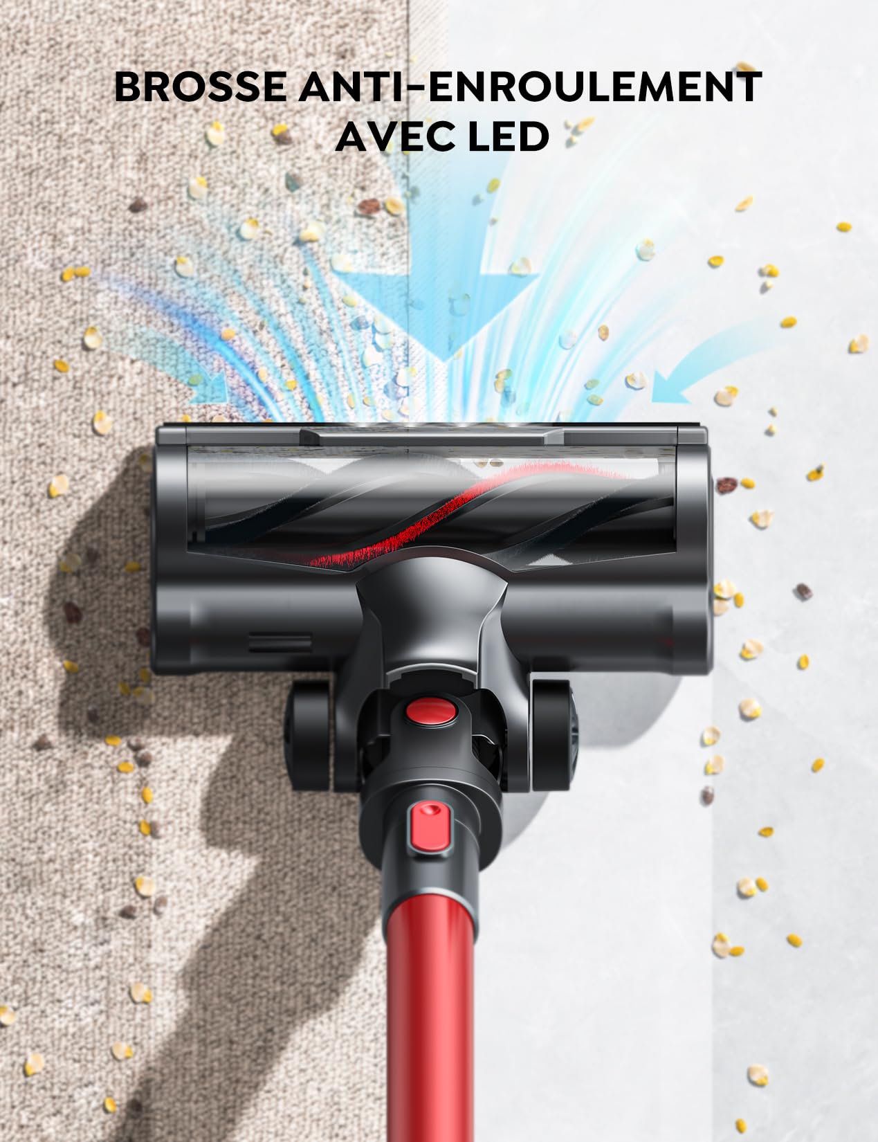 Powerful 450W/38KPA Cordless Stick Vacuum Cleaner with Smart Touch Display - 55 Min Runtime, 1.5L Dust Cup, Lightweight & Anti-Tangle - Ideal for Hardwood Floors, Carpets, Pet Hair Cleaning (Home, Office, Car Use)