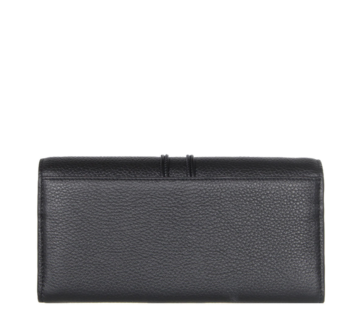Malou Flap Long Wallet for Women - Genuine Leather RFID Blocking Bifold Wallet with Multiple Card Slots - Perfect for Travel, Shopping & Everyday Use (Black)