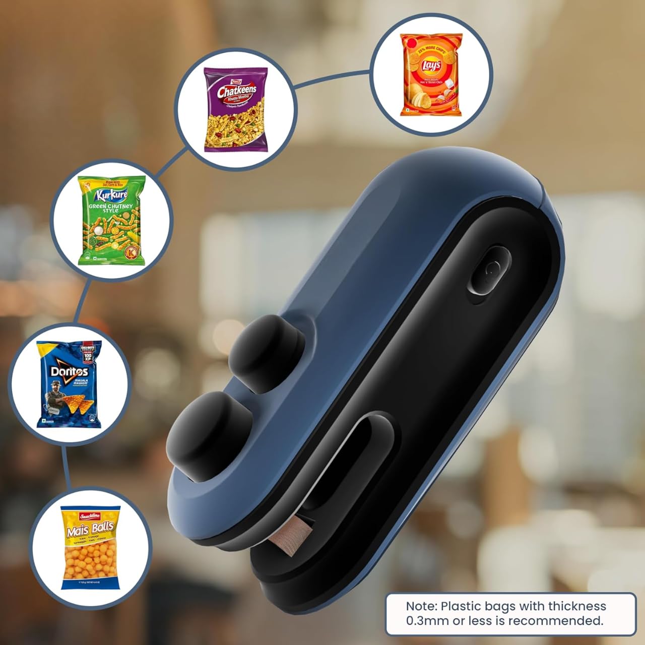 Rylan Portable Mini Sealing Machine - Handheld Food Saver for Snacks, Chips & Fresh Storage | Plastic Bag Sealer with Heat Function | 1 Year Warranty (Blue) | Perfect for Kitchen, Travel & Meal Prep