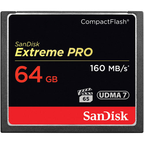 SanDisk Extreme PRO 64GB CompactFlash Card - 160MB/s High-Speed Performance for Professional DSLR Cameras & HD Video Recording