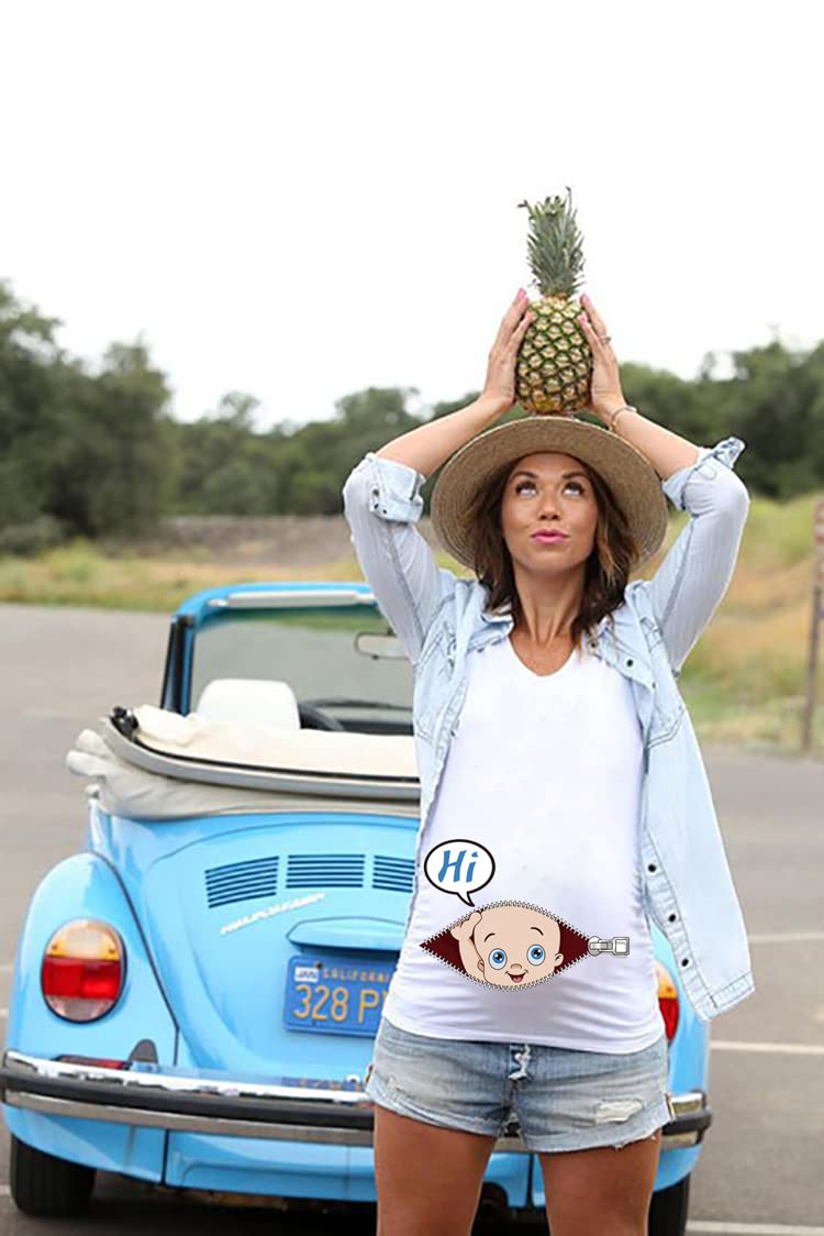 Funny Maternity T-Shirt for Women - Short Sleeve Pregnancy Shirt with Side Ruching - Comfortable & Stylish Baby Bump Tee for Expecting Moms - Perfect for Pregnancy Announcements, Baby Showers & Maternity Photos