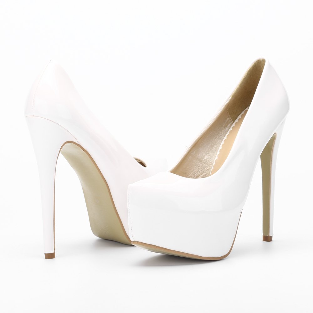 OCHENTA Women's Hidden Platform Stiletto High Heel Pumps - Comfortable Slip On Dress Shoes for Party, Wedding & Evening Events