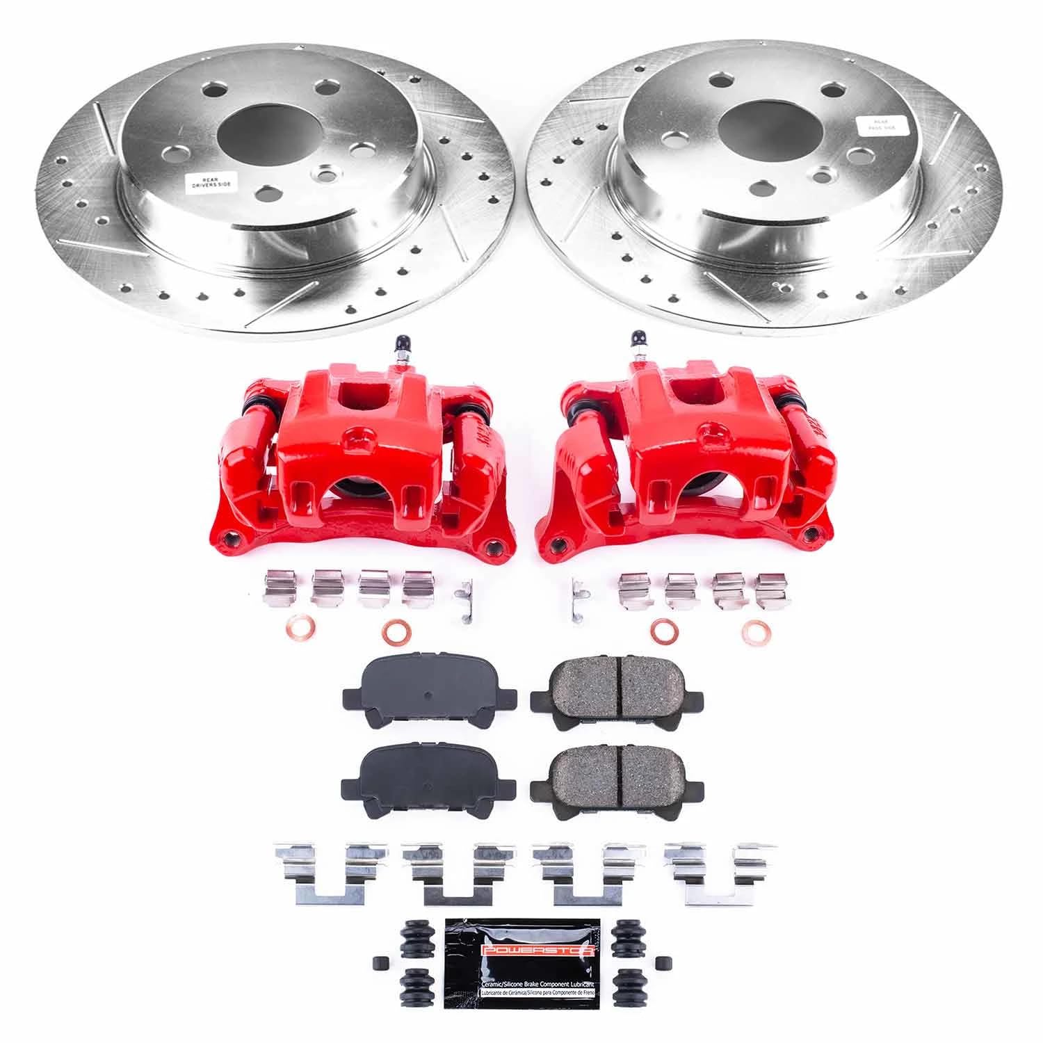 Power Stop KC2322 Z23 Evolution Sport Rear Brake Kit - Brake Rotors, Pads & Calipers for 2000-2004 Toyota Avalon | High-Performance Braking System for City Driving & Highway Safety