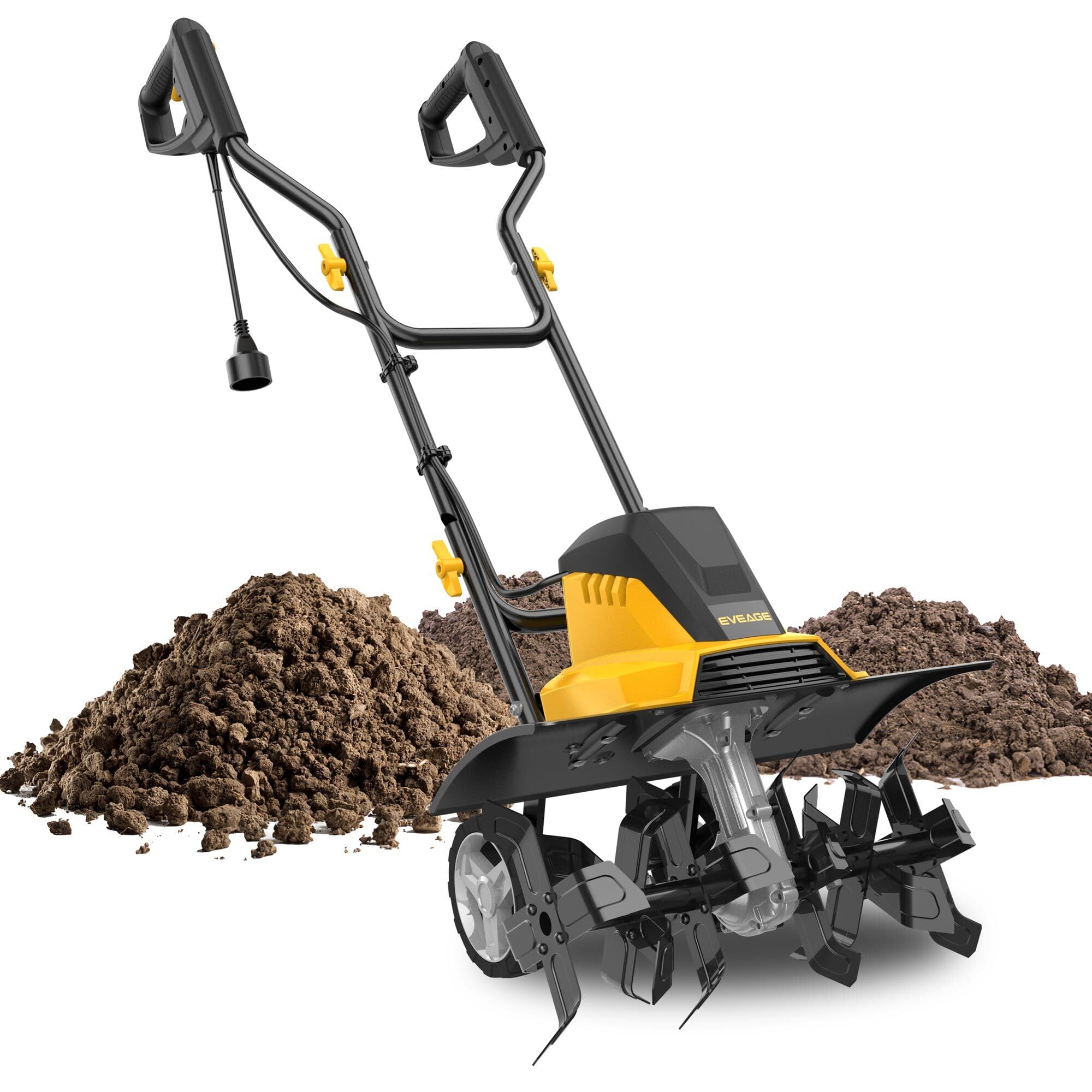 EVEAGE 18-Inch Electric Tiller & Cultivator - 13.5AMP Rototiller for Gardening, 4''-8'' Adjustable Tilling Depth with Foldable Handle - Perfect for Soil Preparation, Weed Control & Small Garden Beds