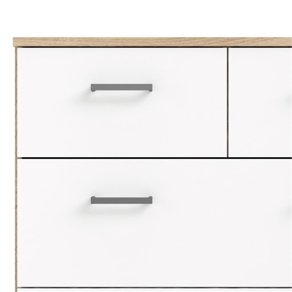 Tvilum 8-Drawer Double Dresser - Solid Oak Frame with White Finish | Perfect for Bedroom Storage & Closet Organization