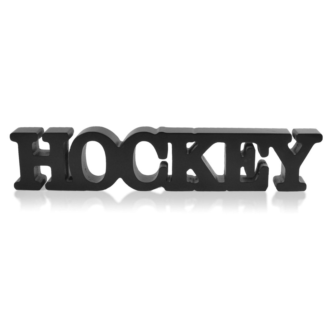 ChalkTalkSPORTS Hockey Wooden Words - Handcrafted Wood Sign for Shelf & Desk Décor | Perfect for Hockey Fans, Man Cave, Sports Room & Game Day Decorations