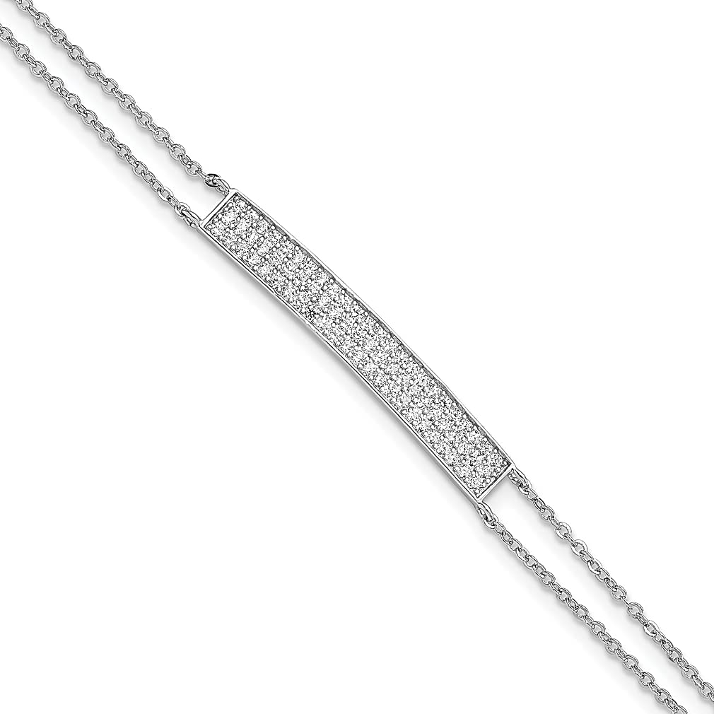 925 Sterling Silver Cubic Zirconia Bar Bracelet for Women - 7.25 Inch Elegant CZ Jewelry - Perfect Gift for Her - Ideal for Weddings, Parties & Everyday Wear