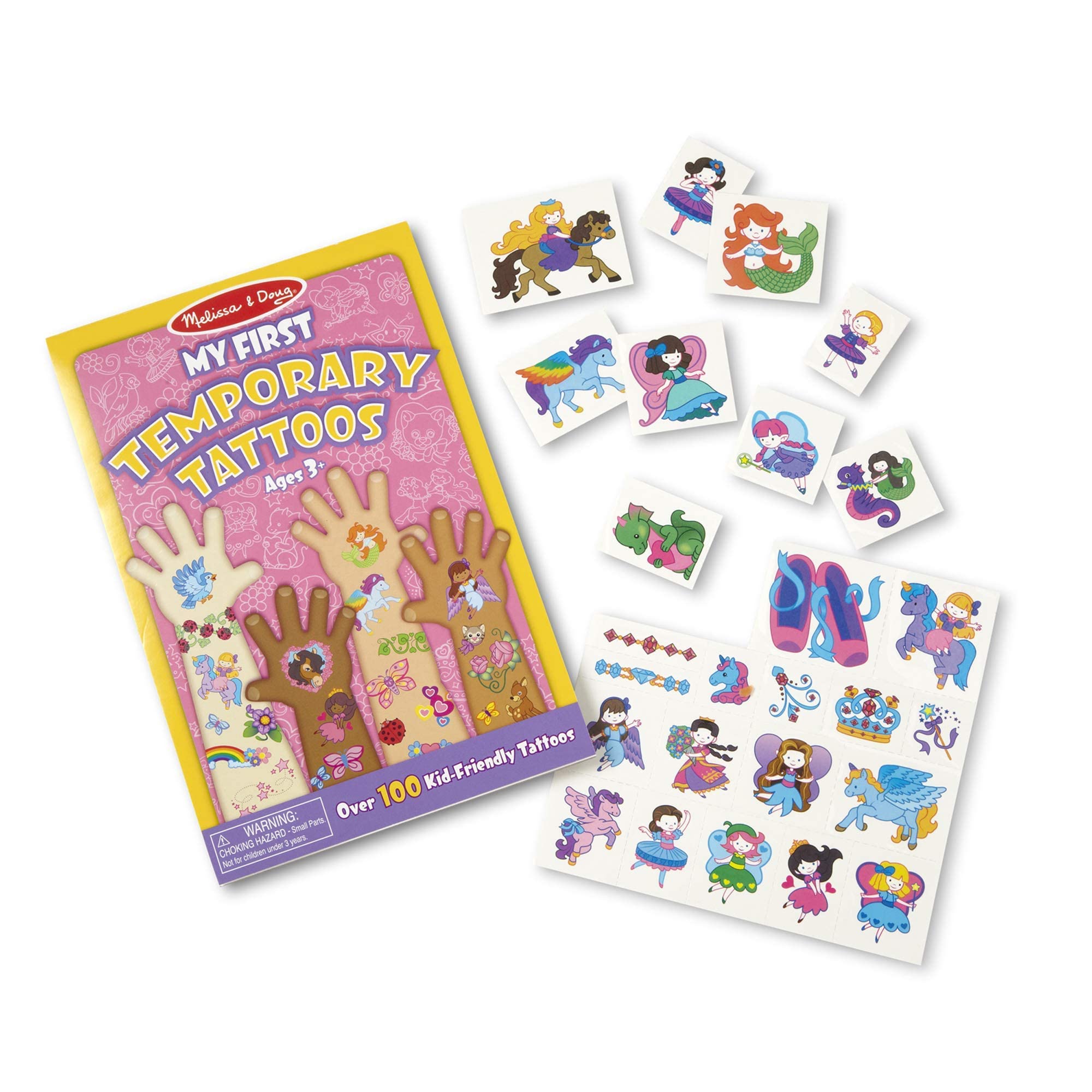Melissa & Doug My First Temporary Tattoos - Pink Activity & Sticker Pad for Kids | Fun Pretend Play & Party Favors