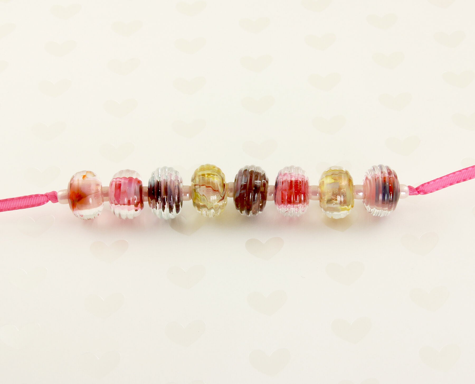 Handmade Pink, Purple & Yellow Lampwork Glass Beads Set - 8 Unique Artisan Beads for Jewelry Making, DIY Crafts, Bracelets & Necklaces - Perfect for Gifts & Home Decor