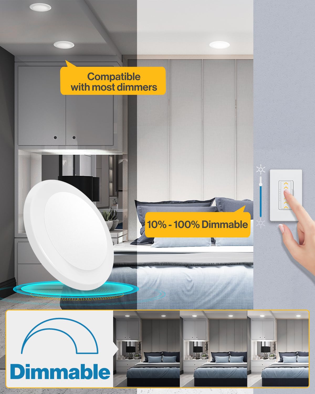 Sunco 24 Pack 5/6 Inch LED Disk Lights - Dimmable Recessed Ceiling Lighting, 1050LM 2700K Soft White, 15W=75W, ETL Damp Rated - Perfect for Kitchens, Bathrooms & Hallways