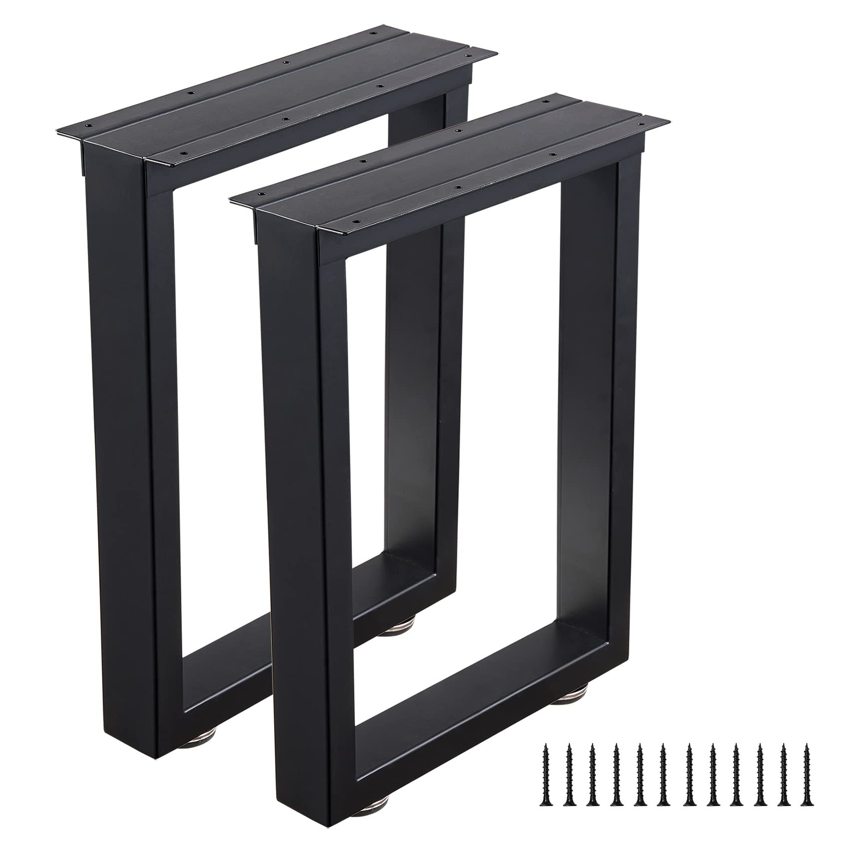 16 Inch Heavy Duty Metal Bench Legs - Set of 2 Black Furniture Legs for Coffee Tables, Desks & Chairs | Perfect for DIY Home Office & Living Room Furniture Projects